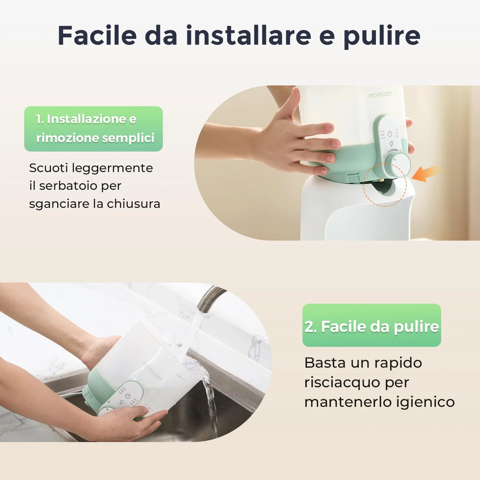 Momcozy Scaldacqua Istantaneo con Doppia Luce per Poppate Notturne, Scaldabiberon per Formula, Preparatore Latte in Polvere 1685 ML, Dispenser con 6 Temperature
