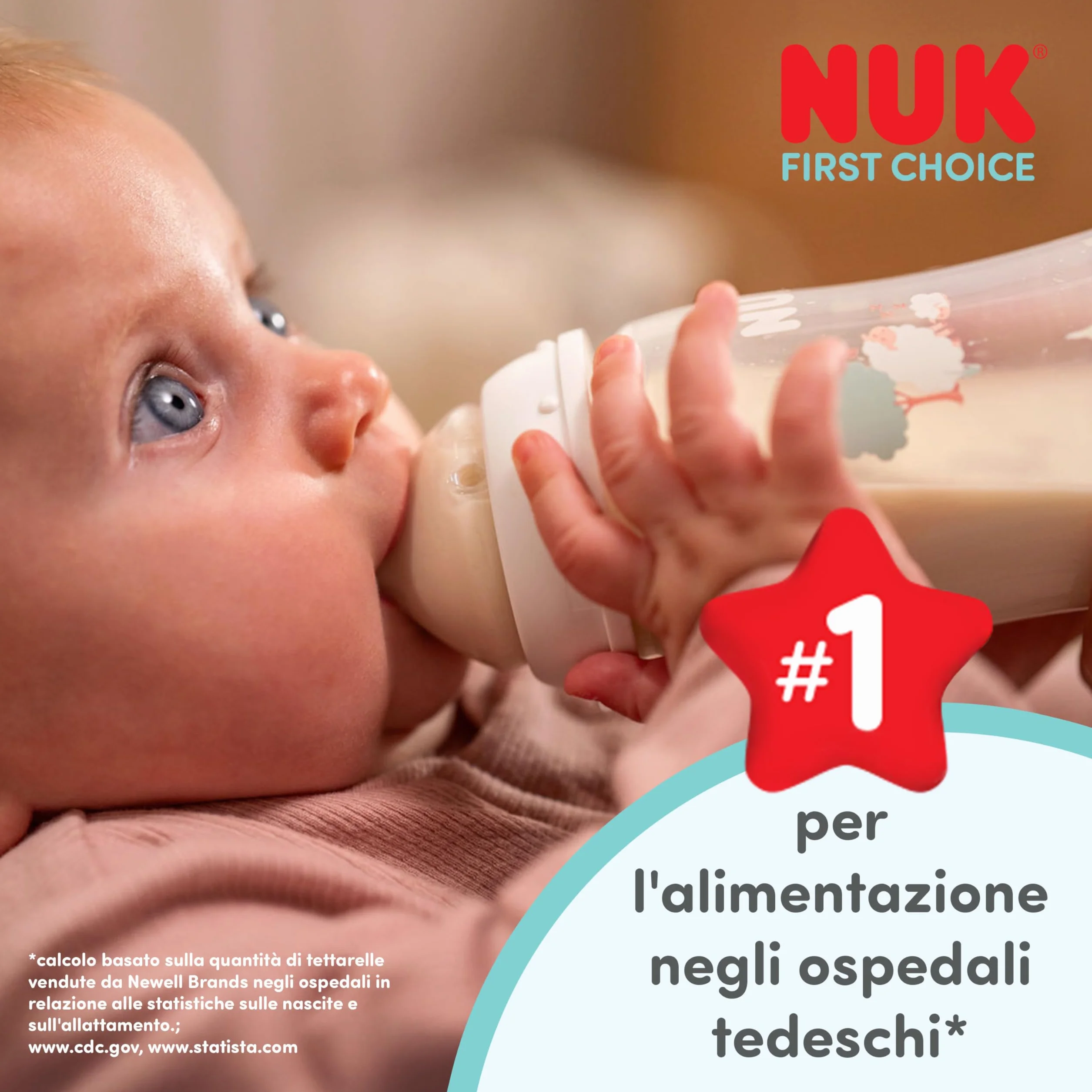 NUK First Choice Biberon | 3+ mesi | 240 ml | Biberon anti-colica | Vetro | Indicatore di controllo della temperatura | Cavalluccio marino | Confezione da 1