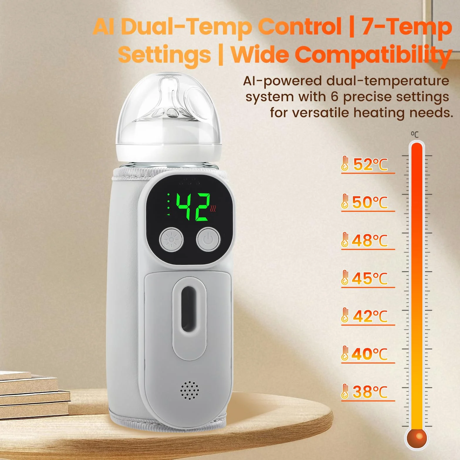 Scaldabiberon, scaldabiberon portatile da viaggio con display a LED, riscaldamento rapido e 48 ore di calore, 7 temperature regolabili, scaldabiberon mobile per viaggi e a casa