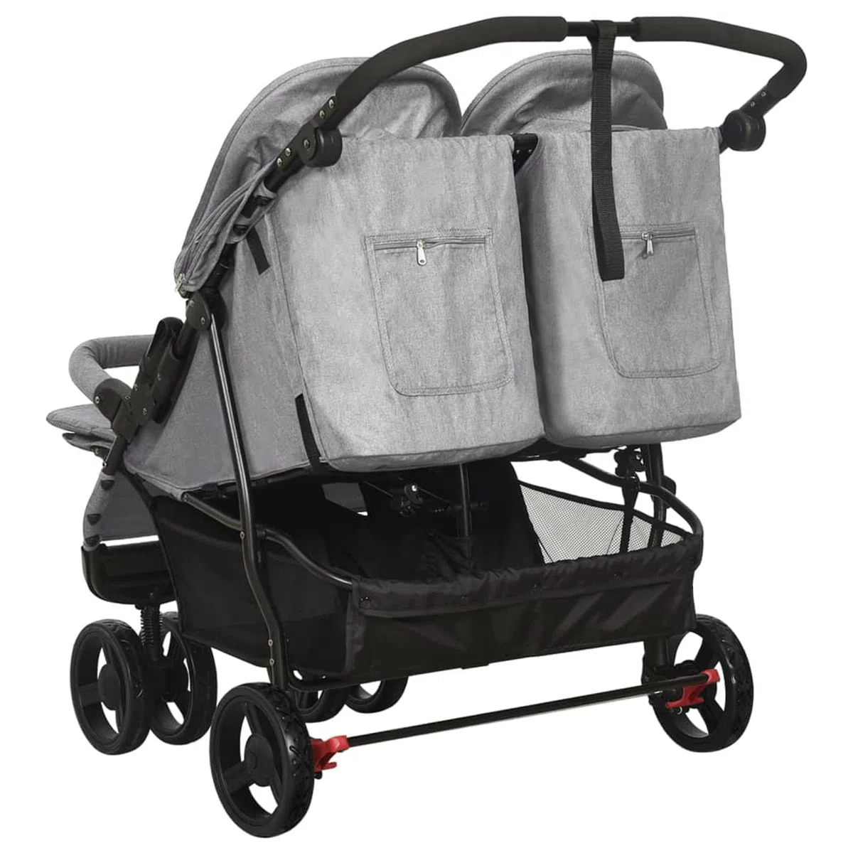 LAPOOH Passeggino Gemellare Grigio Chiaro in Acciaio,Bebè e Bimbi,Trasporto Bebè,Passeggini-10241