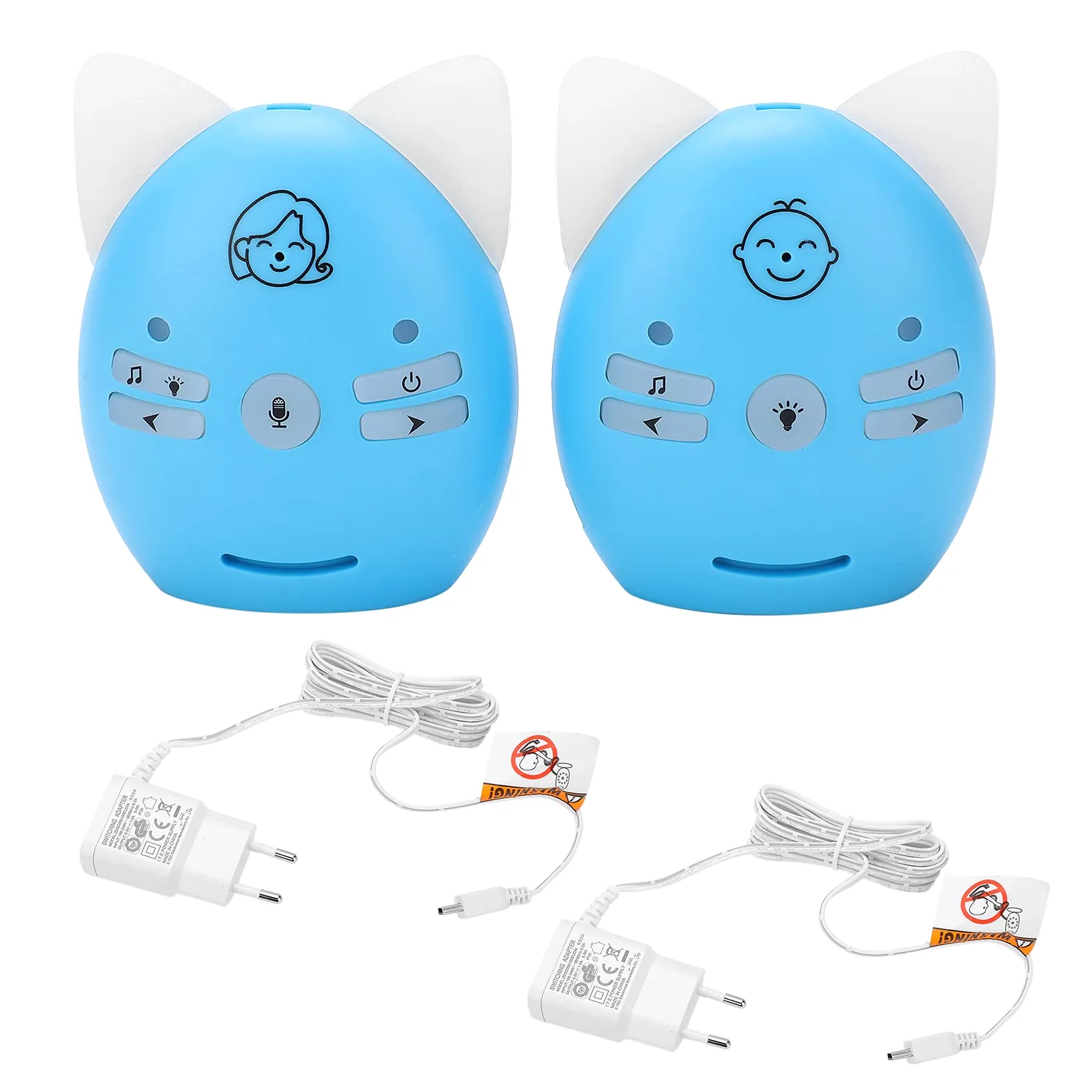 RiToEasysports Baby Monitor Audio Digitale, Viva Voce Bidirezionale con Luci Notturne e Allarme Sonoro, per Camera dei Bambini (Spina UE 100-240 V)