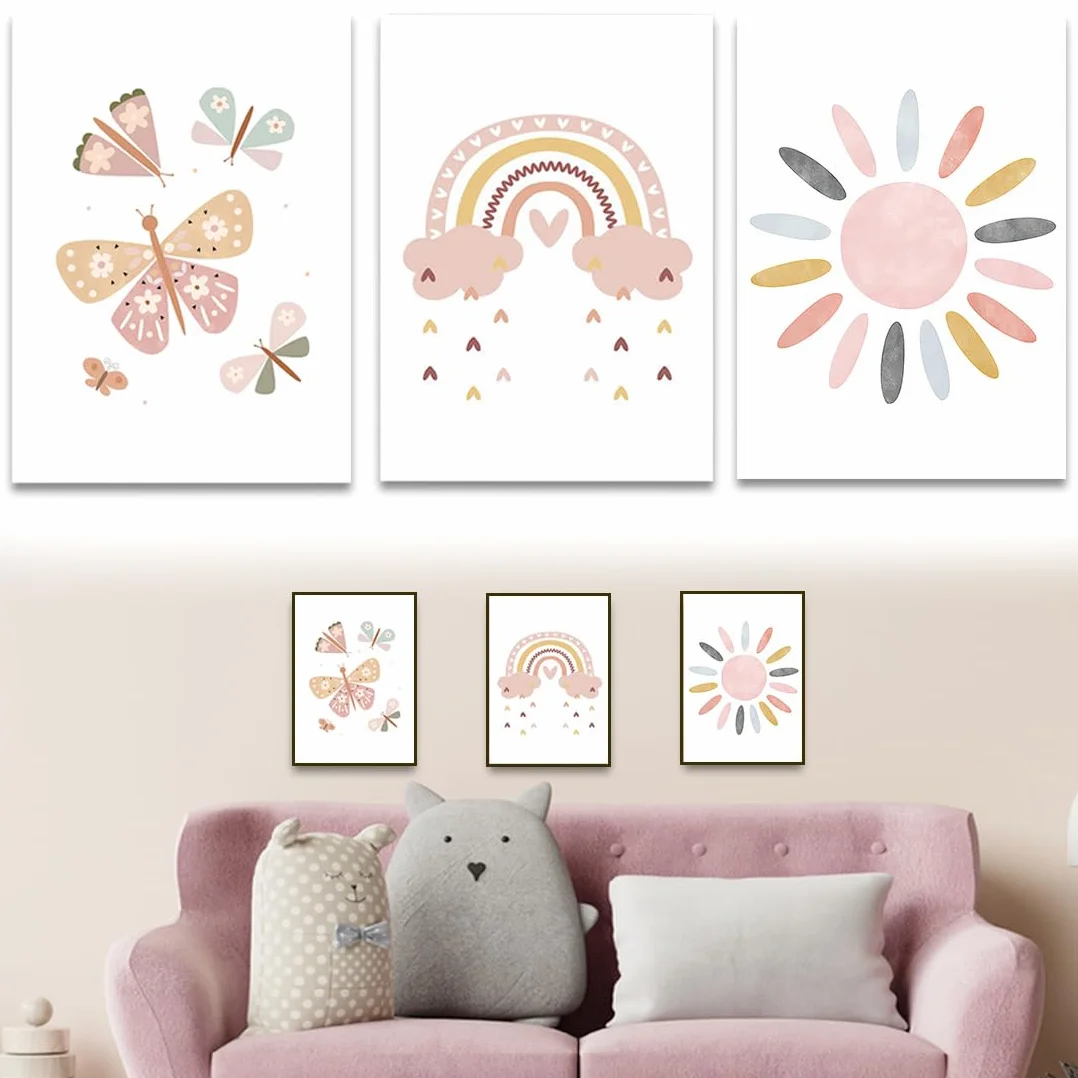Set di 3 poster arcobaleno,Quadri Cameretta Bambino Poster Cameretta,decorazione per la cameretta dei bambini,formato A4