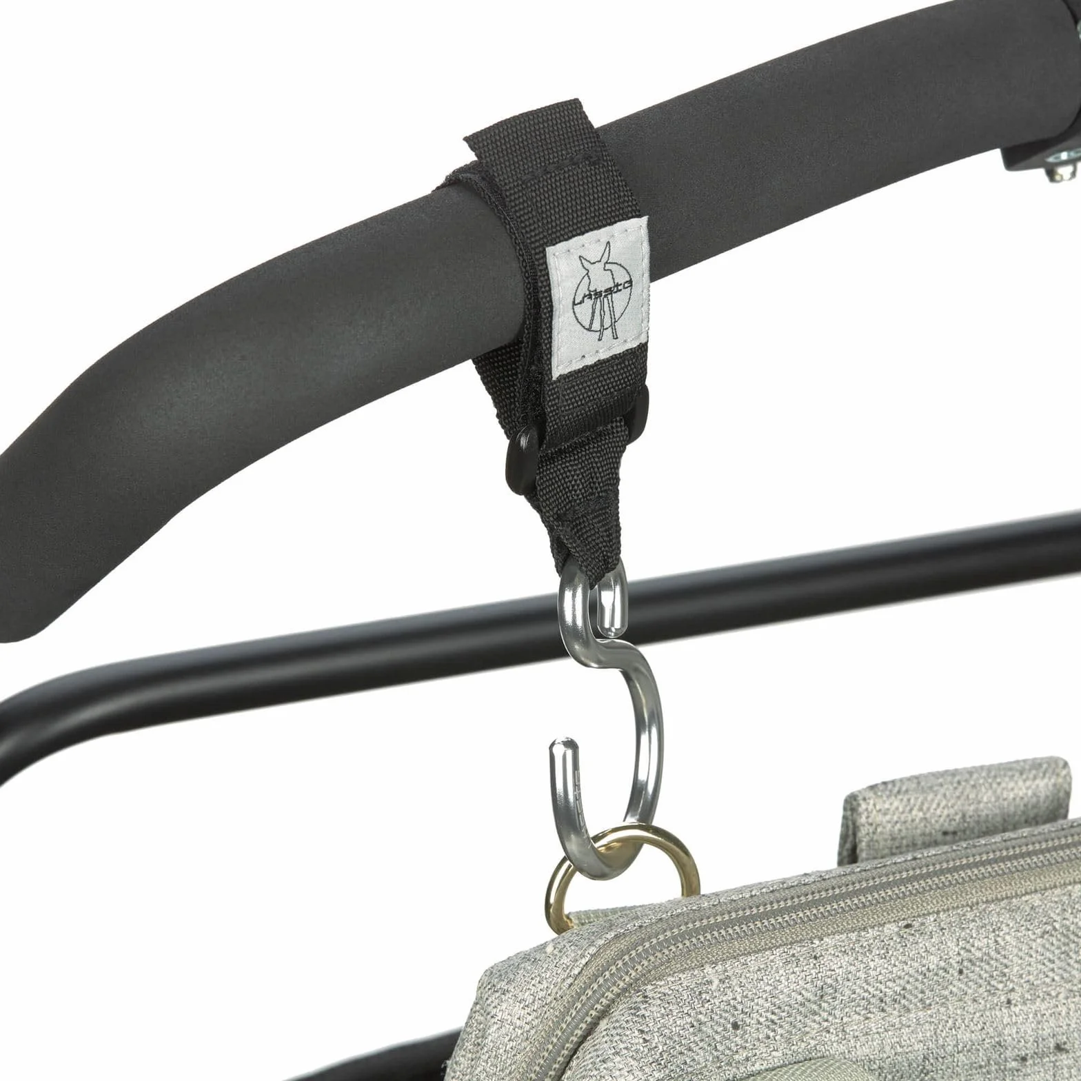 LÄSSIG Attacco per passeggino (2 pezzi) chiusura a strappo moschettone passeggino per la spesa in metallo/Stroller Hooks metal