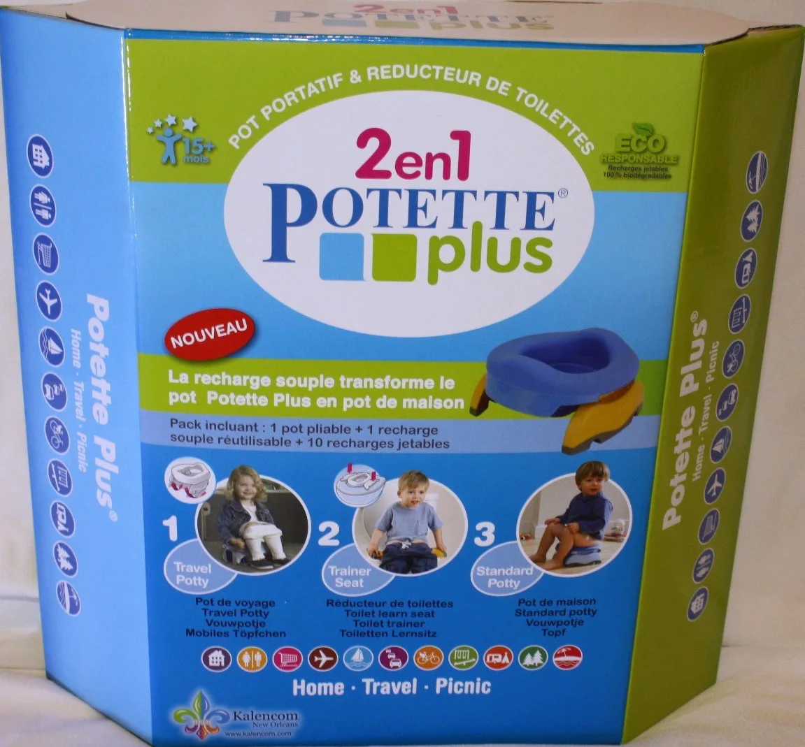 POTETTE PLUS Set di vasetto multifunzionale: vasetto da viaggio, riduttore per WC, vaso da casa grazie alla ricarica morbida e 10 ricariche usa e getta (rosa chiaro)