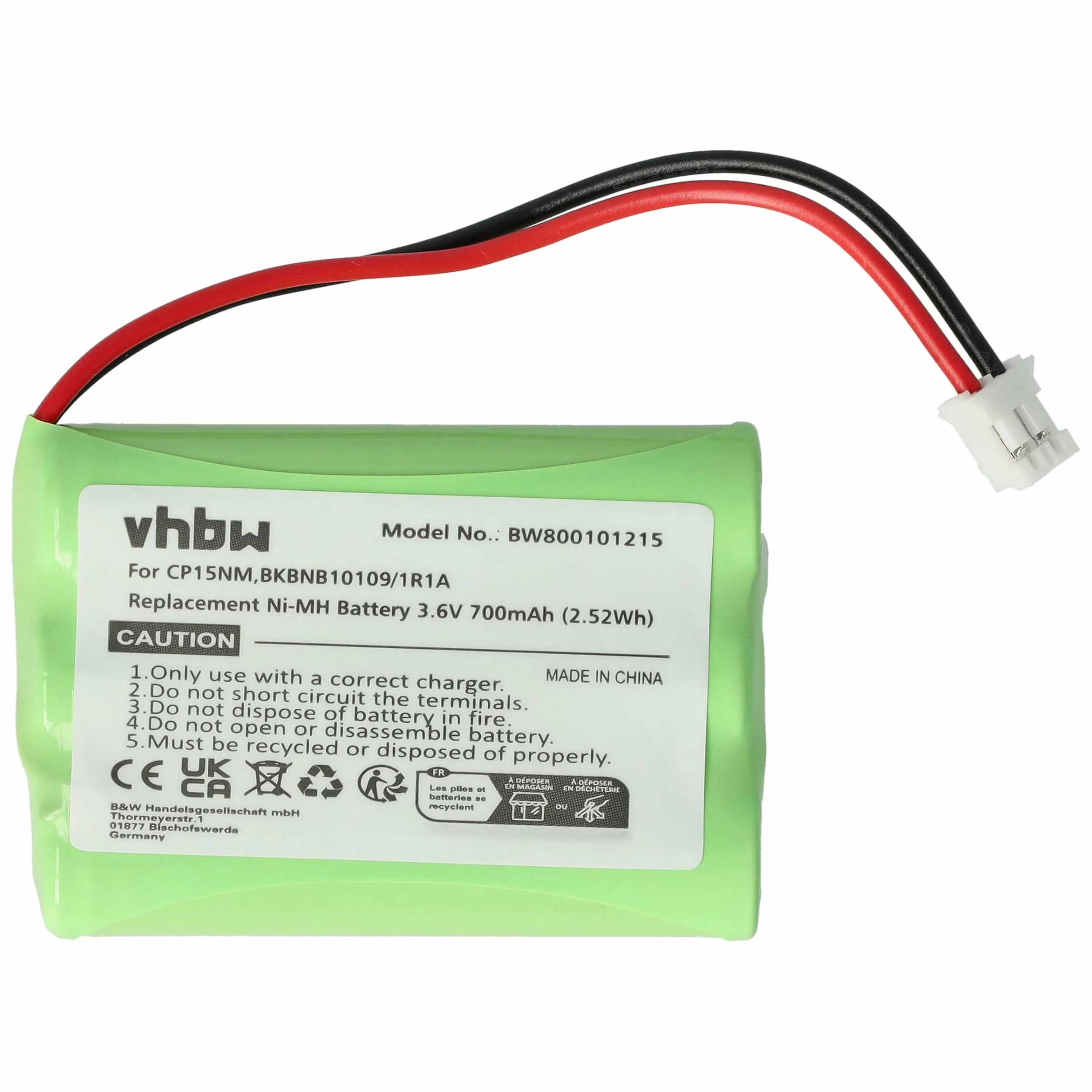 vhbw batteria compatibile con Motorola MBP853PU, MBP853CONNECTPU telefono fisso cordless (700mAh, 3,6V, NiMH)