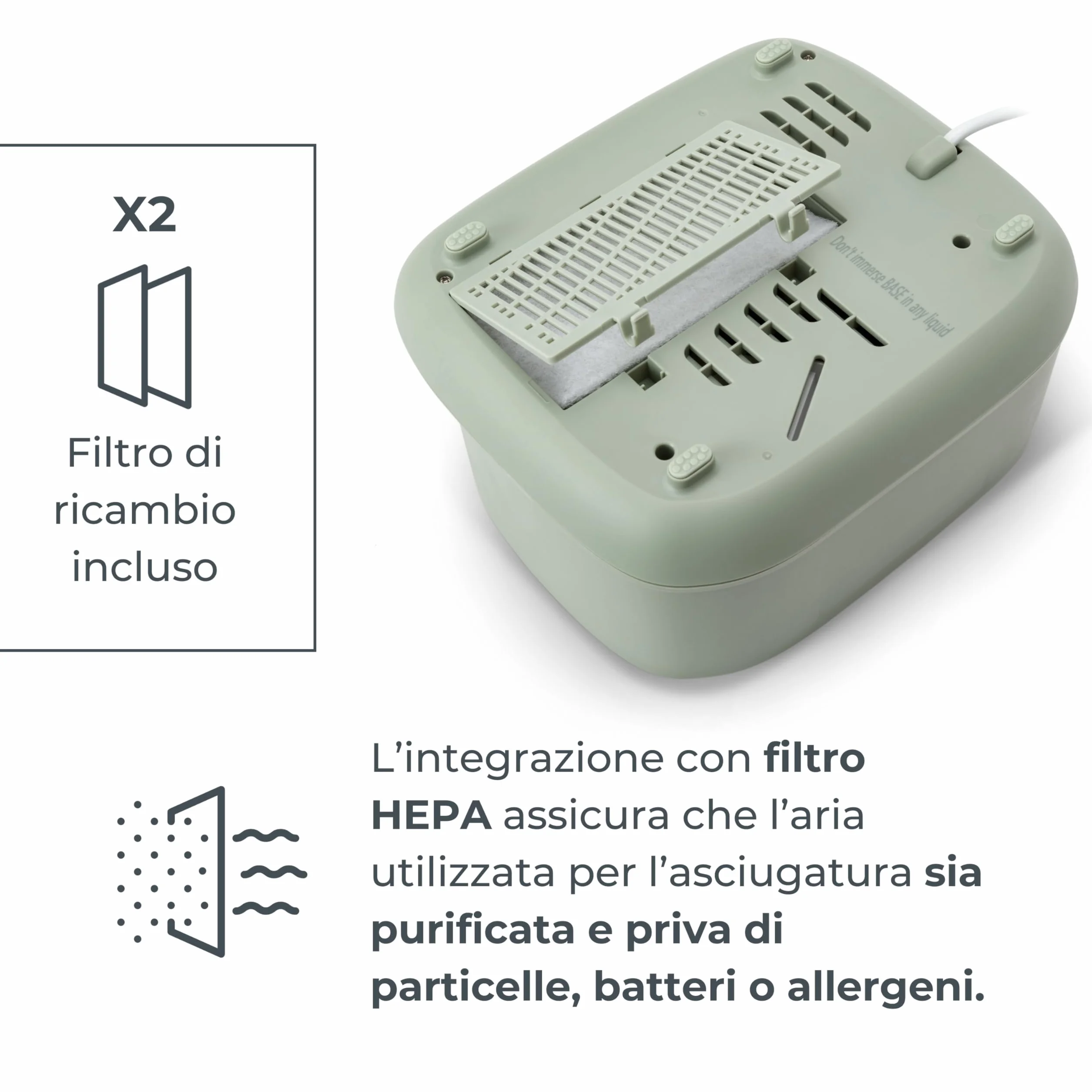 Nuvita 1088 SteriDry 2-in-1 Sterilizzatore e Asciugatore per Biberon - Sterilizzazione a Vapore 99,99%, Filtro HEPA per Asciugatura Purificata, Conservazione Sterile 72H, Grande Capacità, Timer