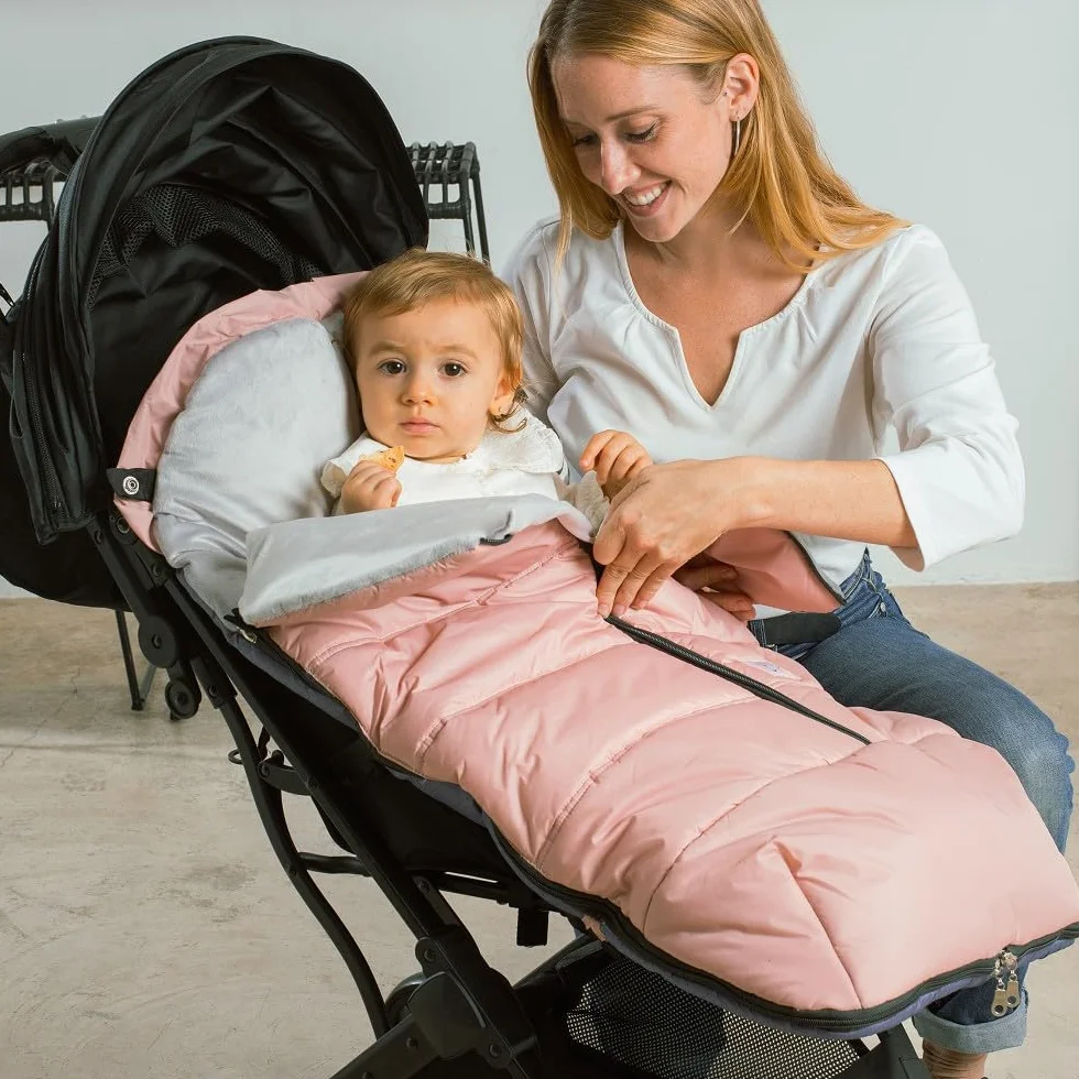 Sacco Passeggino Invernale Universale Interbaby | Copri Passeggino Universale Morbida | Sacco Termico per Ovetto Rimovibile, Doppia Apertura, Facile da Lavare, Materiali Anallergici, Rosa