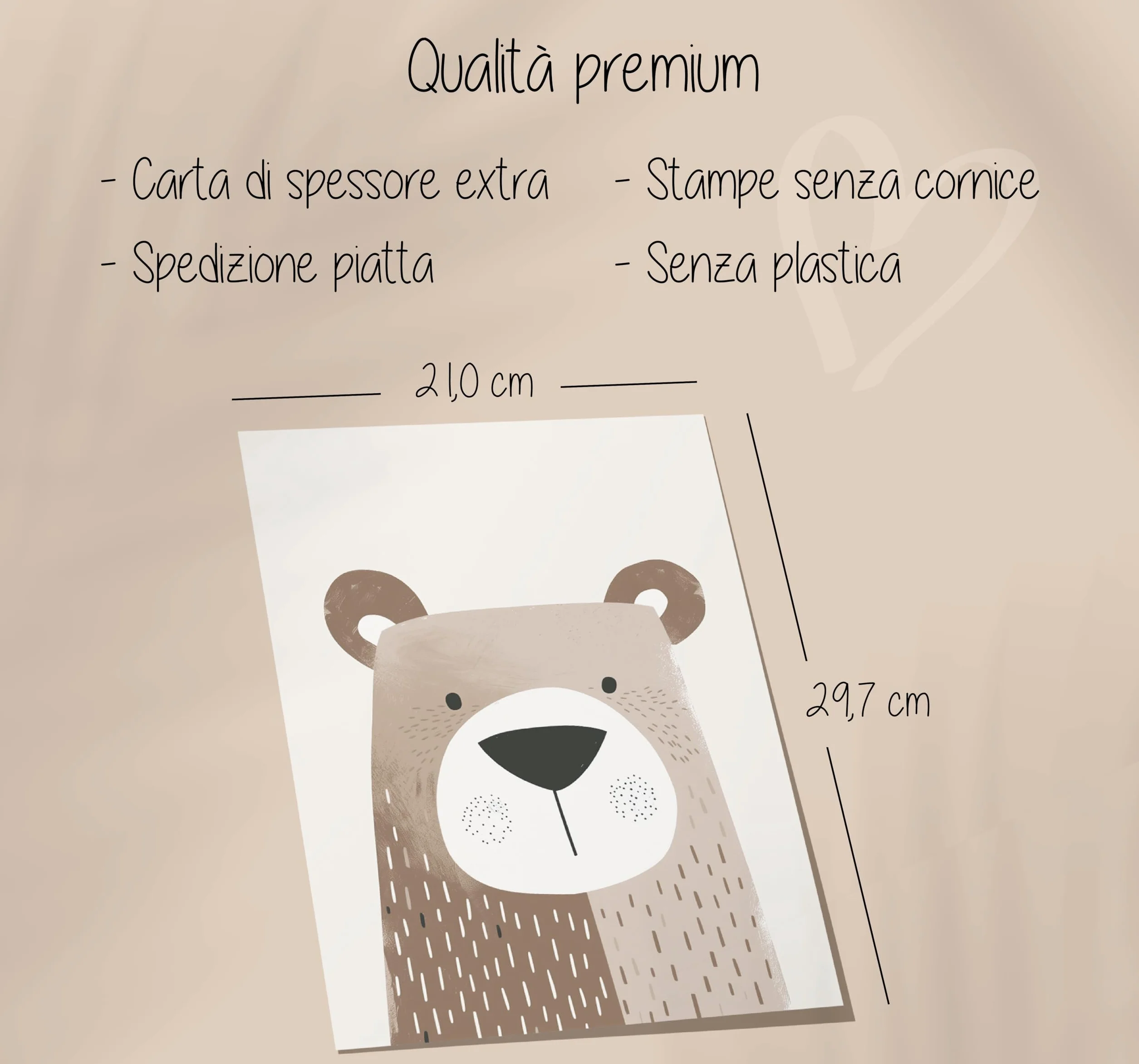 LAVEMA Immagini per la cameretta del bambino, decorazione per la cameretta dei bambini, poster di animali in beige, poster A4 senza cornice, immagini decorative per la cameretta