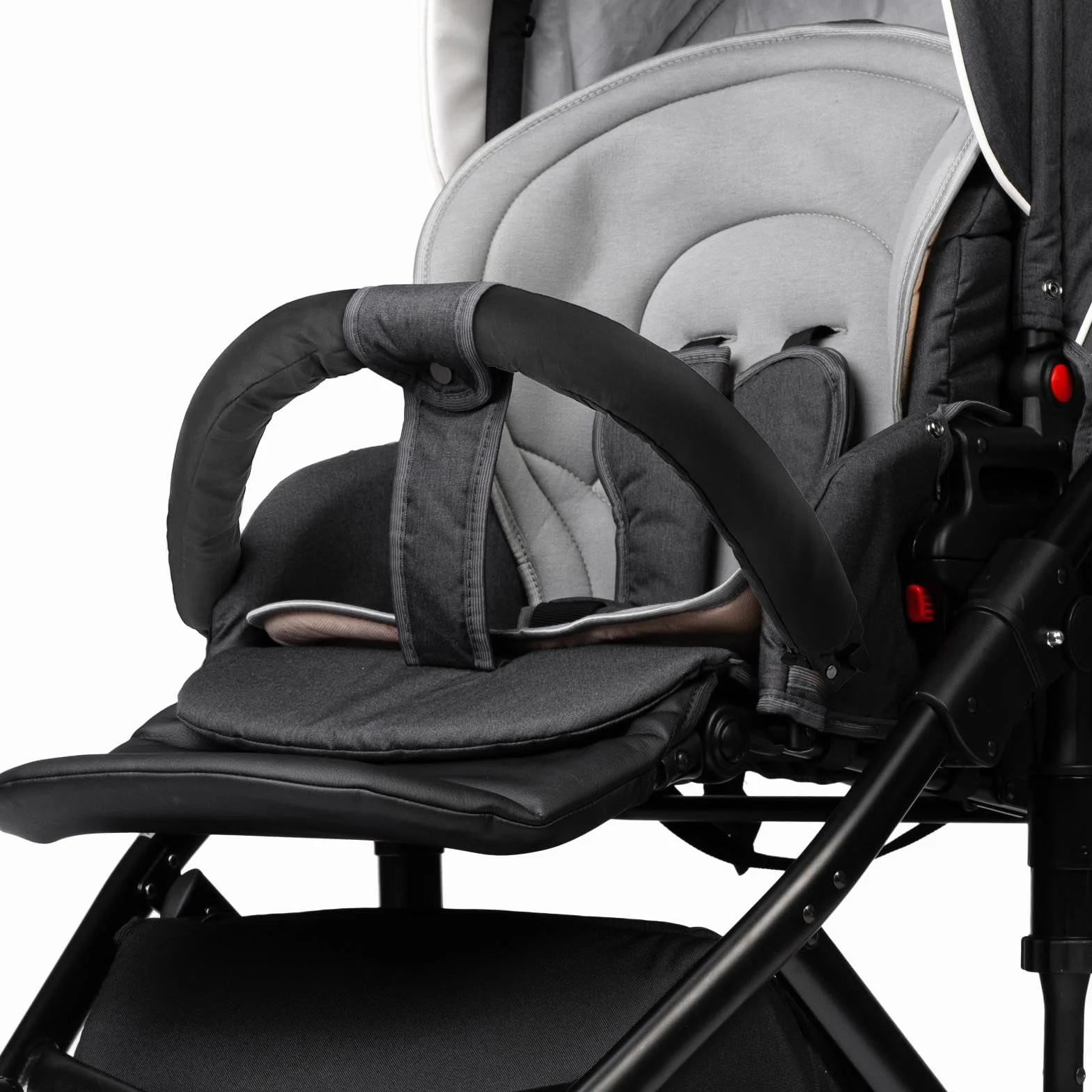Paracolpi Passeggino 42x32 cm, Barra Passeggino Staccabile Protettivo Bracciolo Compatibile con Passeggini Larghezza 32-37 cm, Asta di Sicurezza in Acciaio- Nero