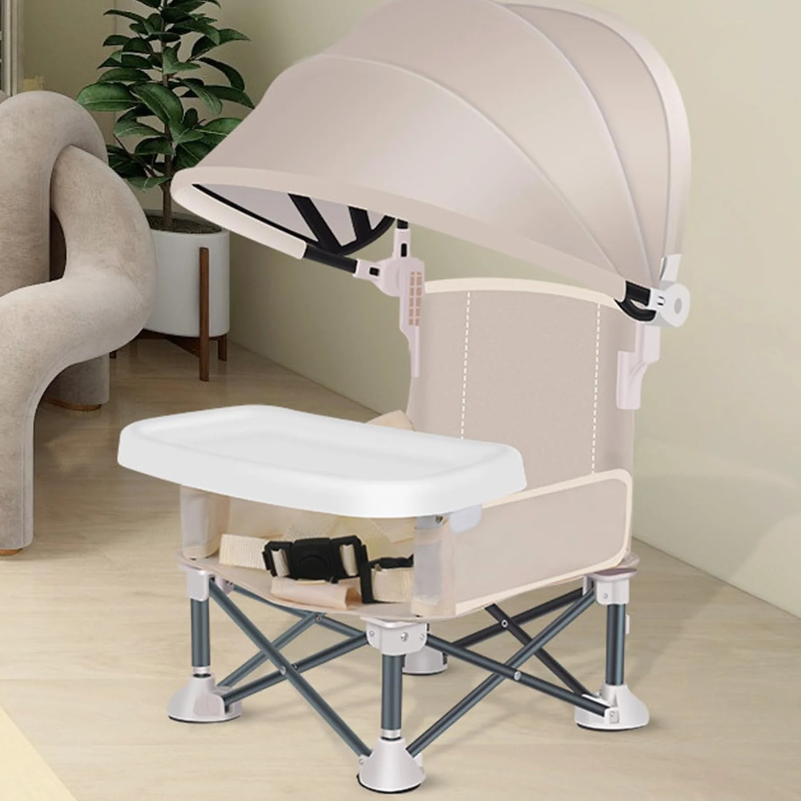 Seggiolino Pieghevole Per Bambini - Seggiolino Esterno Per Bambini Con Vassoio Rimovibile,Seggiolino Pieghevole Con Protezione Solare Per Casa All'aperto Picnic Praia Giardino