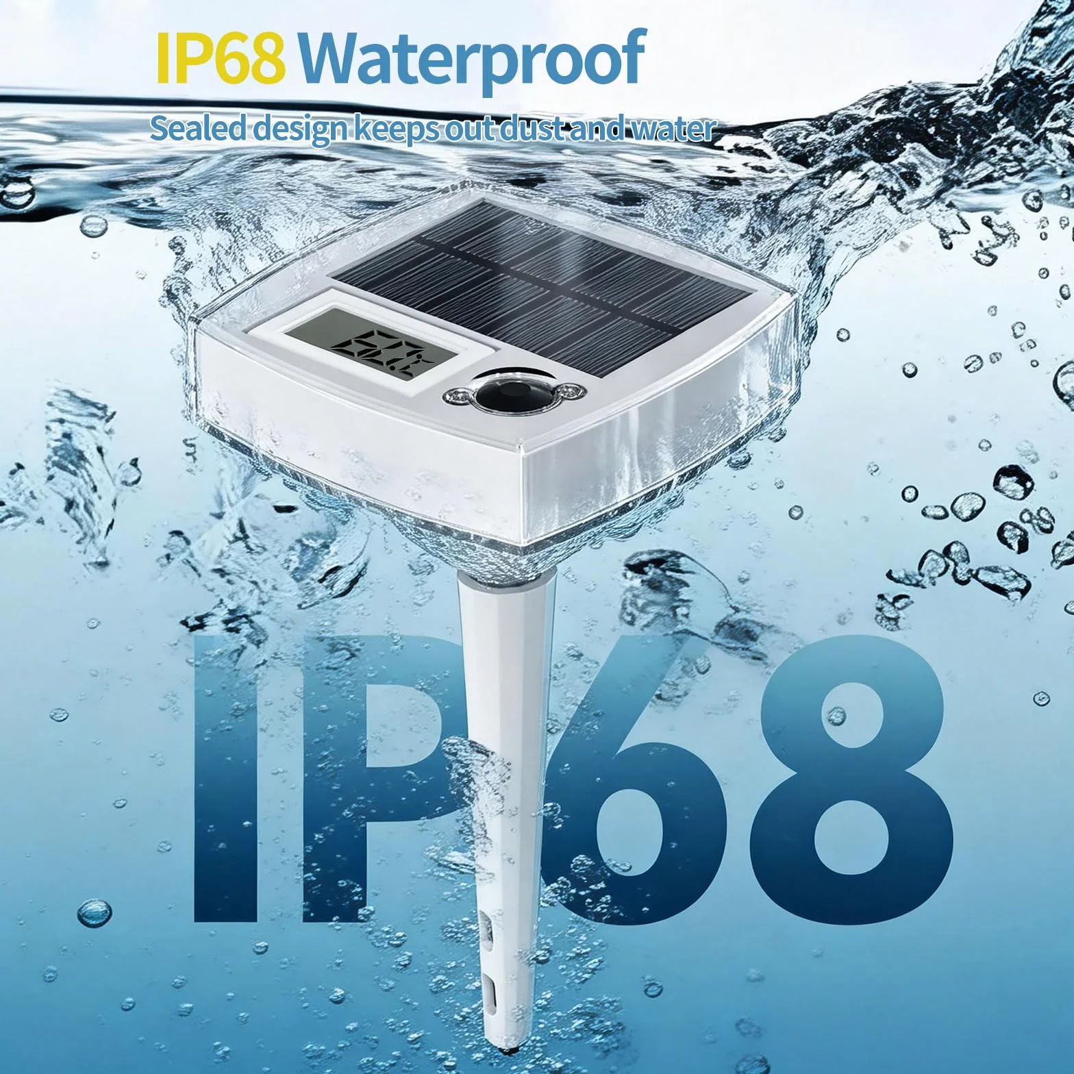 Termometro per Piscina Solare senza Batterie – Galleggiante Digitale con Grande LCD e Luci LED RGB, Impermeabile IP68, Misuratore di Temperatura per Jacuzzi, Spa e Piscina