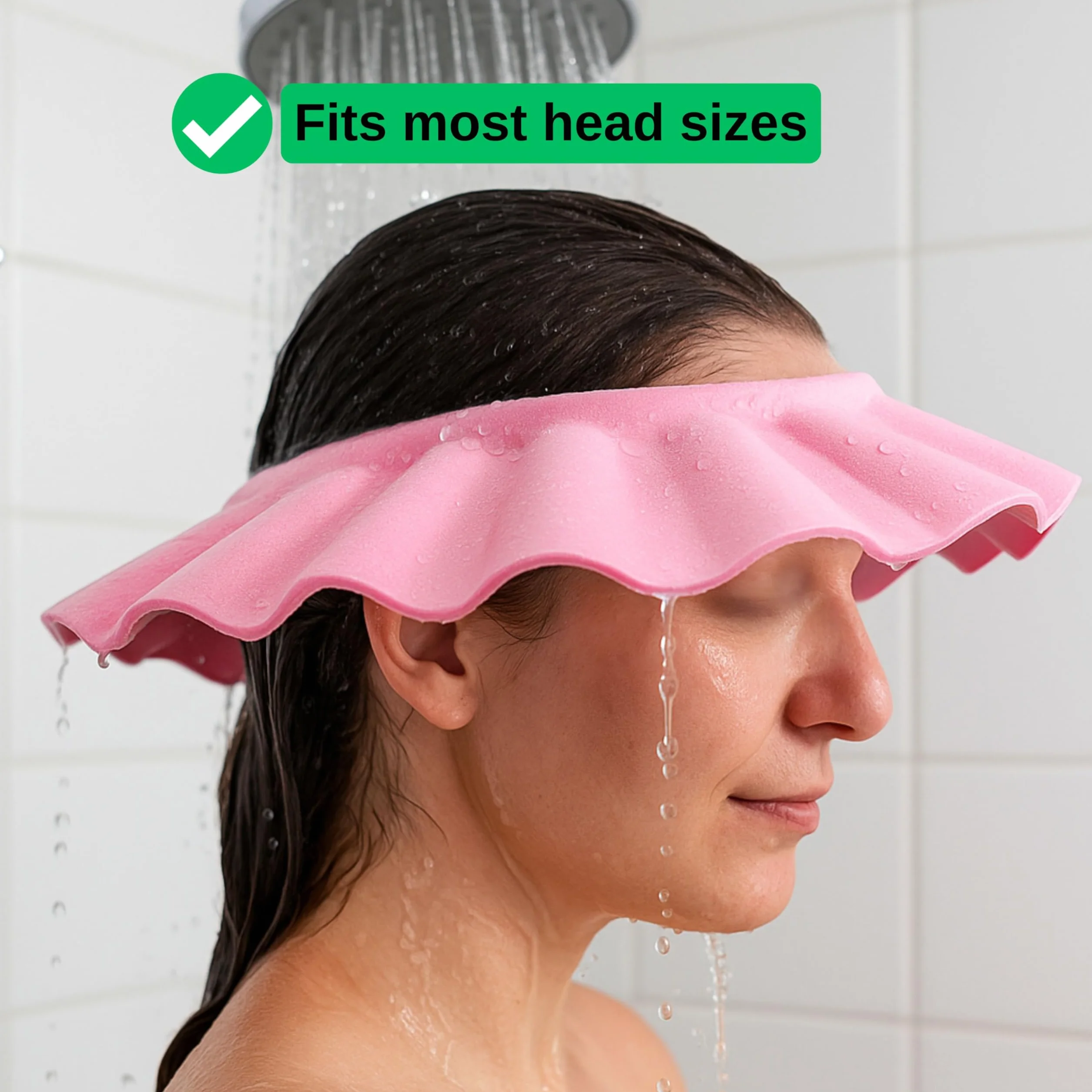 Cappellino da Doccia con Visiera per Bambini, Proteggi Occhi contro Shampoo e Schiuma, Protezione per la Doccia, Berretto da Doccia per Bimbi, in Materiale Morbido, Adatto a Bambini 0–9 Anni, Rosa