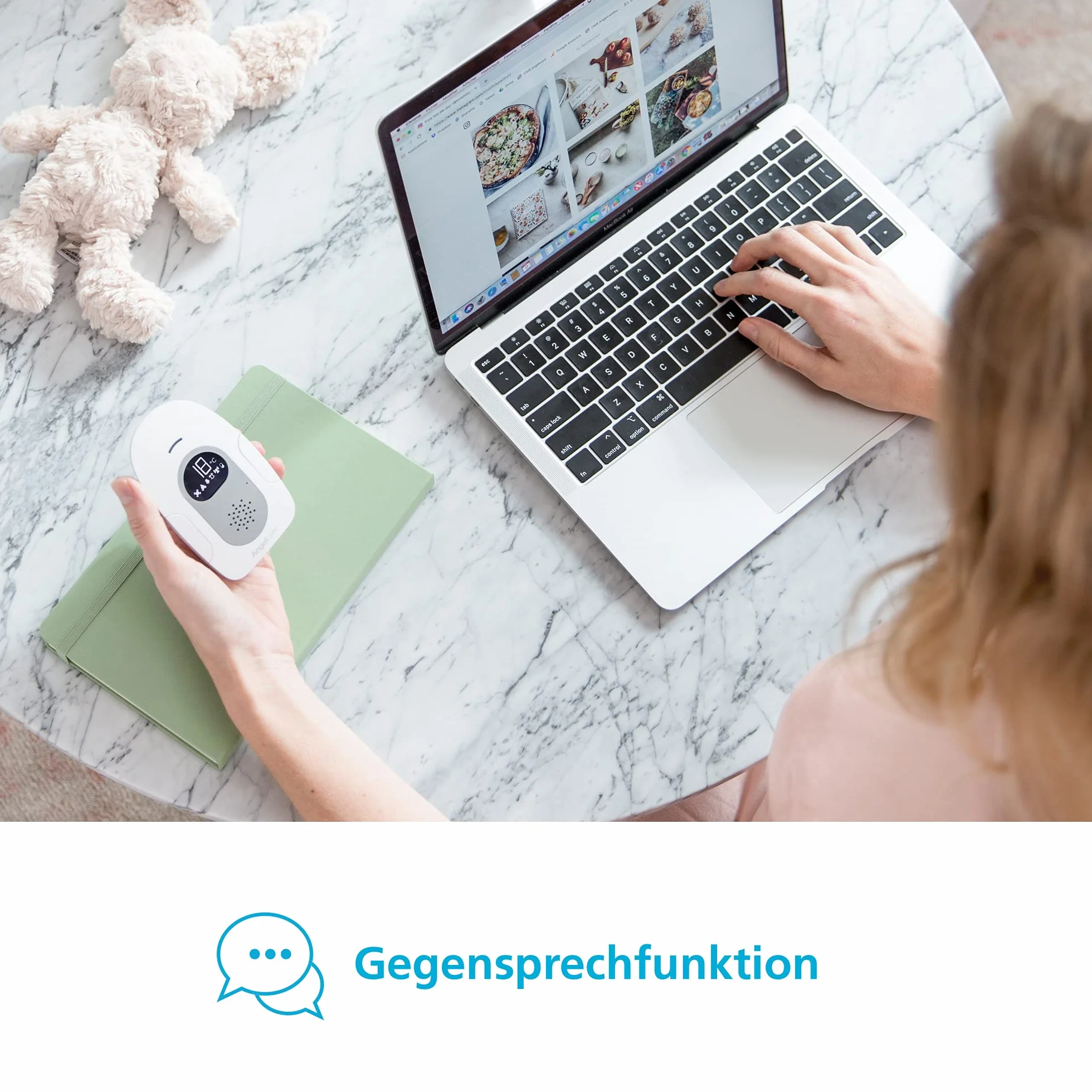Angelcare SmartSensor Pro 2, monitoraggio 2 in 1: audio + movimento con sensori wireless, visualizzazione della temperatura ambiente