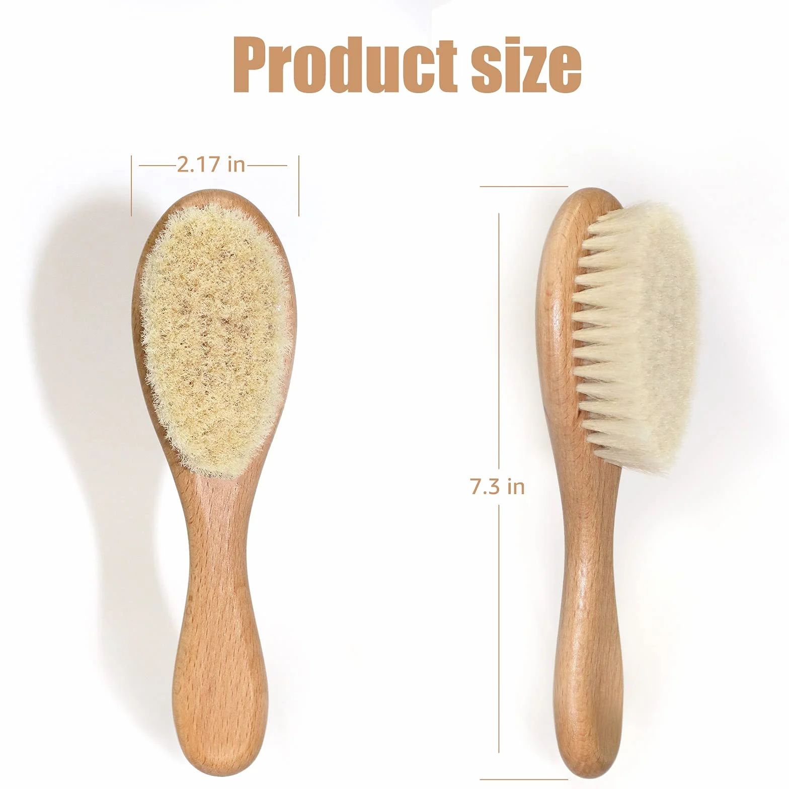 Spazzola per capelli per bebè, Spazzola per massaggi per bebè con manico in legno e setole di capra super morbide per neonati e bambini piccoli