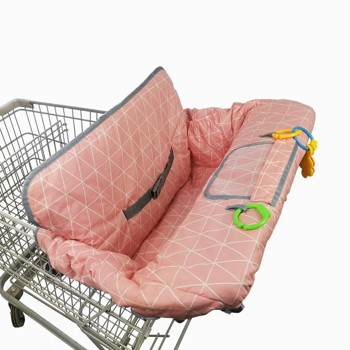 Coperture del carrello della spesa per neonata, copri seggiolone in cotone, cuscino del carrello della spesa per bambini, copricarrello per neonati ragazza, lavabile in lavatrice, grande (rosa)