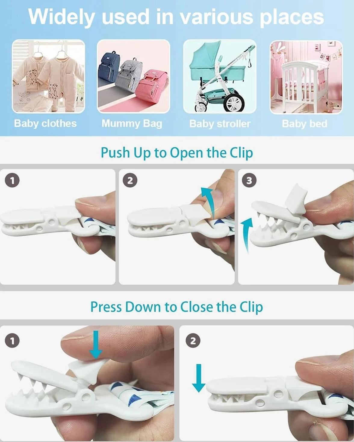 6 Pezzi Ciuccio Catena per Bambini, Catenella Porta succhietto Ciuccio Clip Adattatore per Neonato per Nascita Battesimo Baby Compleanno Natale Regalo