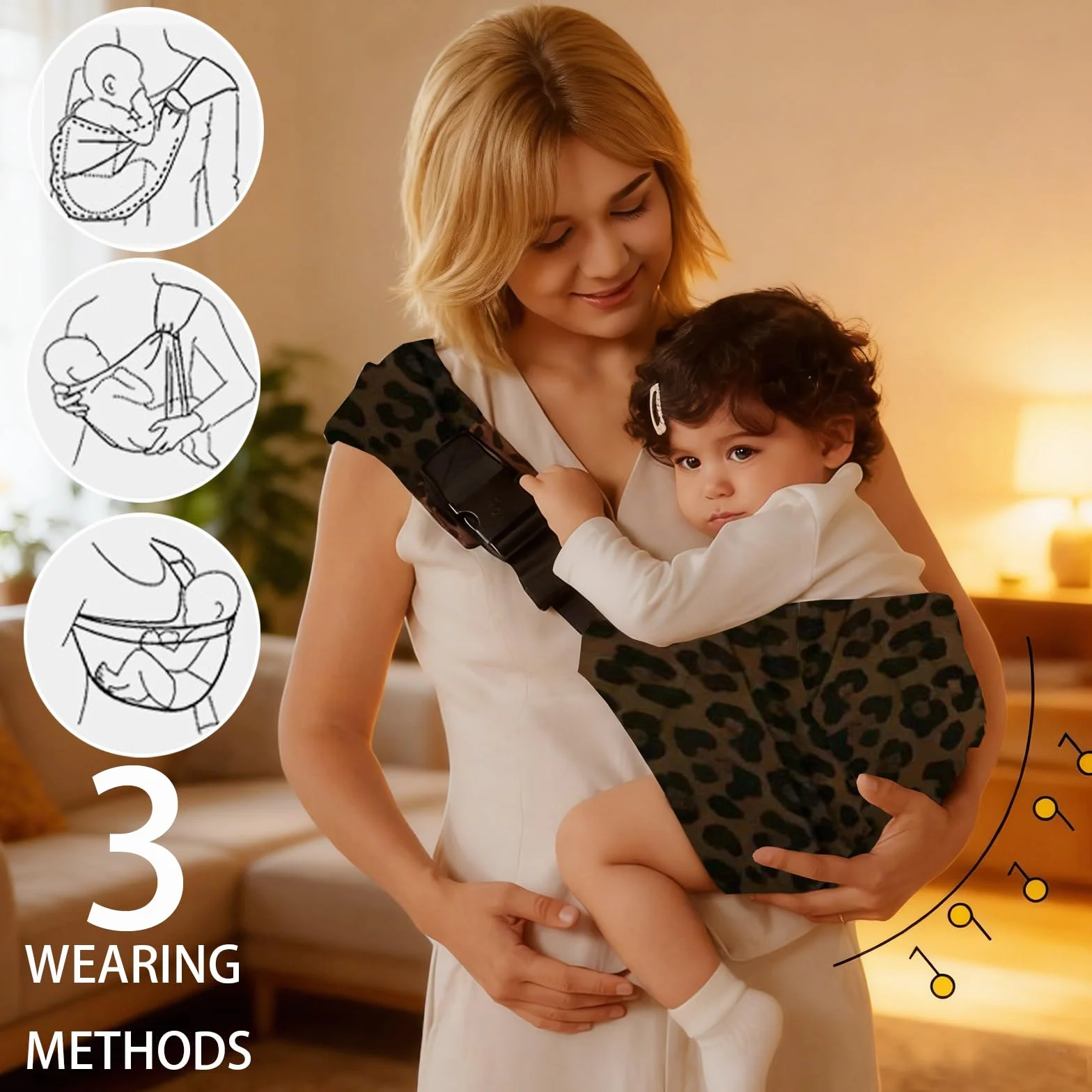 LUKIUP Fascia portabebè per neonati, Tracolla regolabile, Fascia portabebè laterale, Fascia ergonomica per neonati, per neonati, bambini piccoli fino a 20 kg (B)