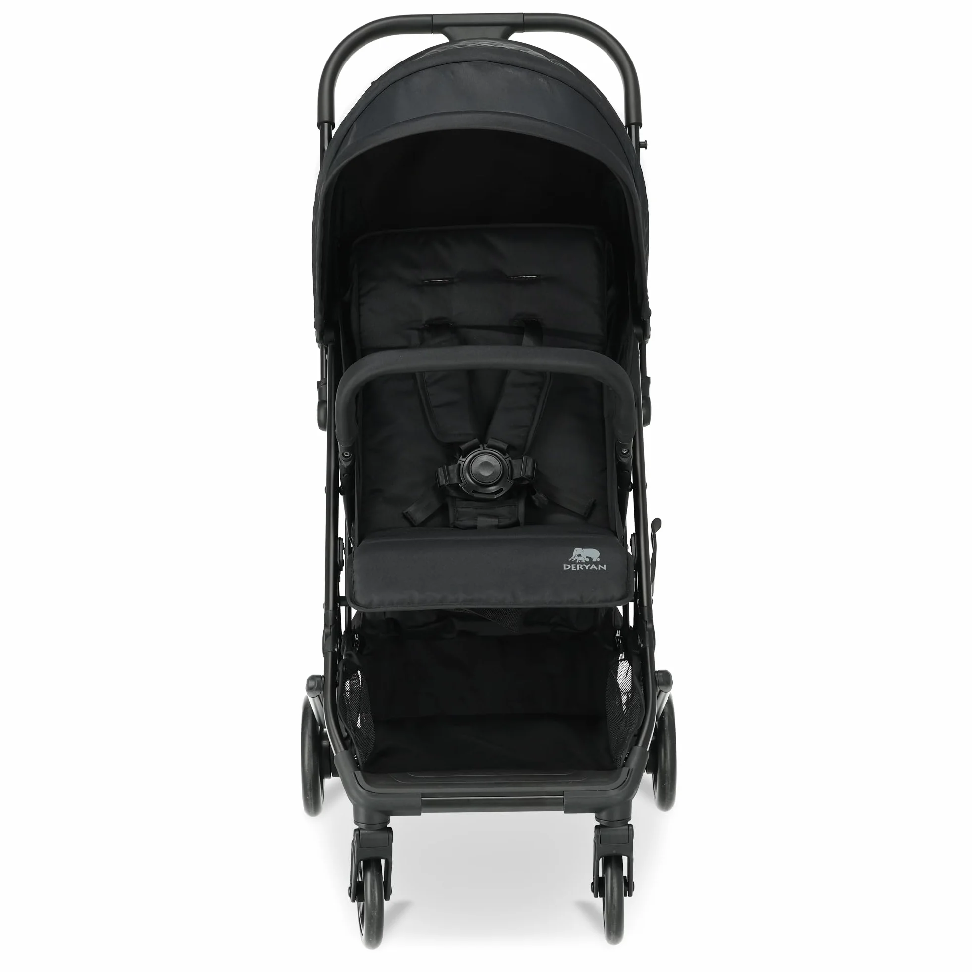 Deryan Easy, Passeggino 0+ Mesi-22 Kg, Passeggino Leggero con Chiusura Smart e Compatta, Capotte Estensibile con Trattamenti UV50+ Antipioggia, Regolabile, Poggiagambe, Nero
