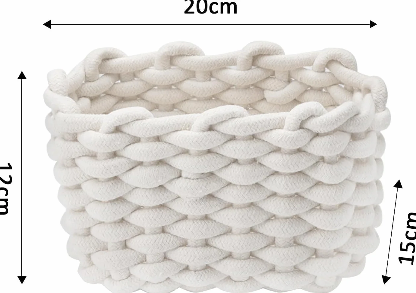 Confezione Doppia di Cestini per Pannolini, Piccoli Intrecciati in Morbido Cotone, Quadrati per Bagno e Trucco, Mini Bianchi