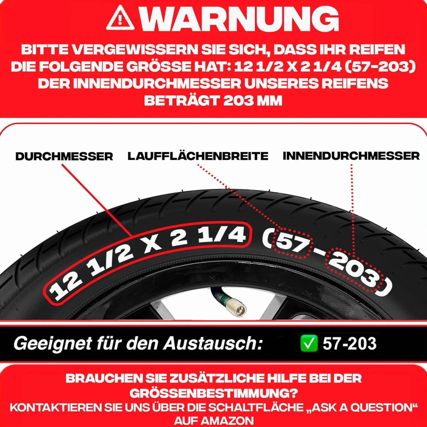 12 1/2 x 2 1/4 (57 – 203) Profilo pneumatico A-1022 compatibile con ruote 57 – 203 pneumatici per passeggino, bicicletta, pedale