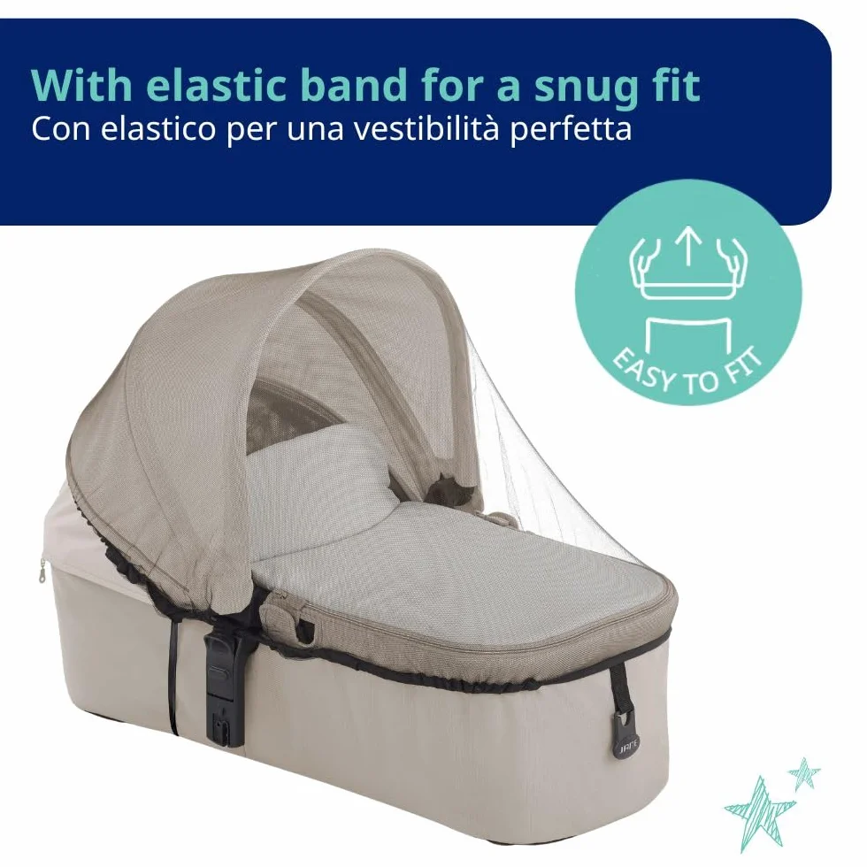 Jané Zanzariera Passeggino Universale, per Navicella, Ovetto e Passeggino, Protezione Insetti, Traspirante, con Borsa