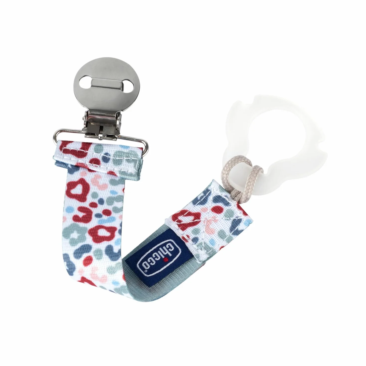 Chicco Fashion Clip Salvasucchietto Con Nastro, Universale, Per Agganciare Ciucci, Catenella Porta Ciuccio Neonato, Neutro Verde, 0 Mesi+