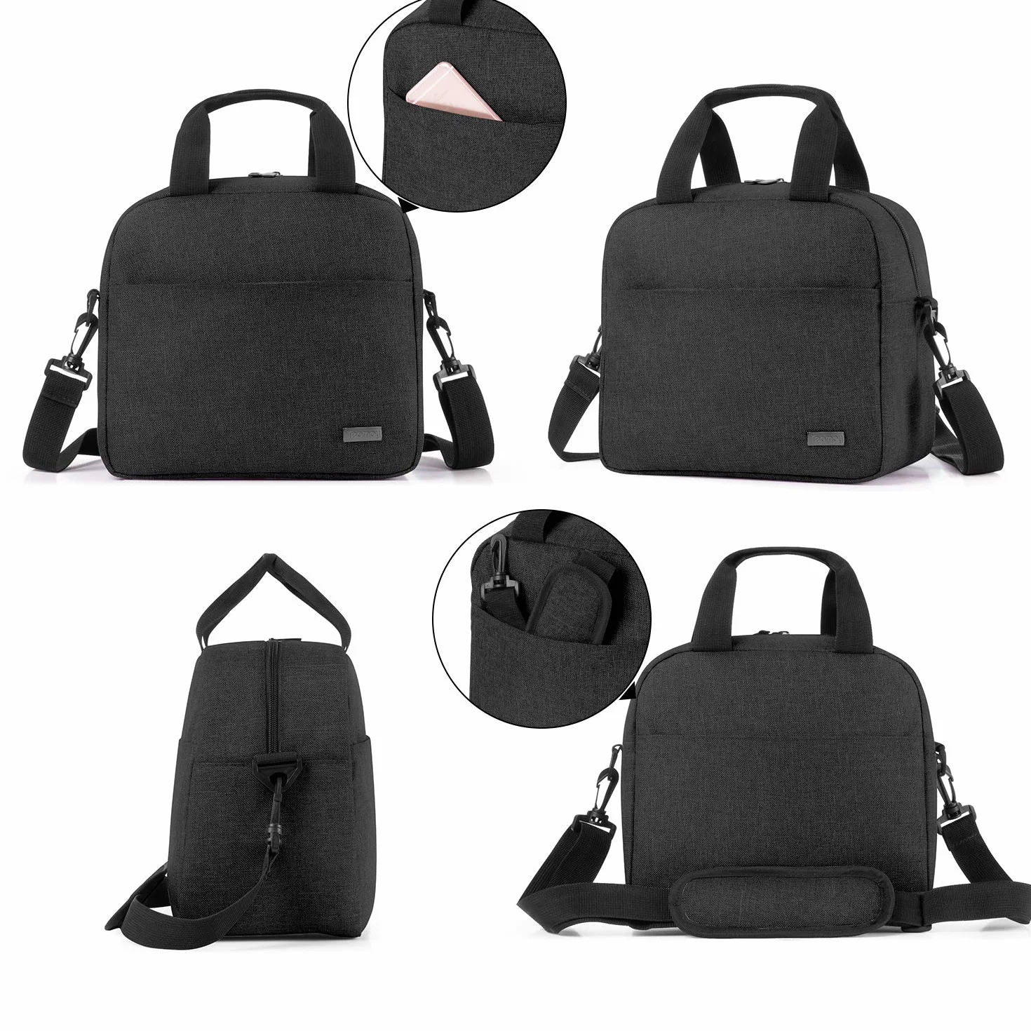 Teamoy Borsa Termica per Biberon con Mattonelle per il Ghiaccio, Porta Biberon Isotermico, Adatto a 6 biberon da 270ml, Nero
