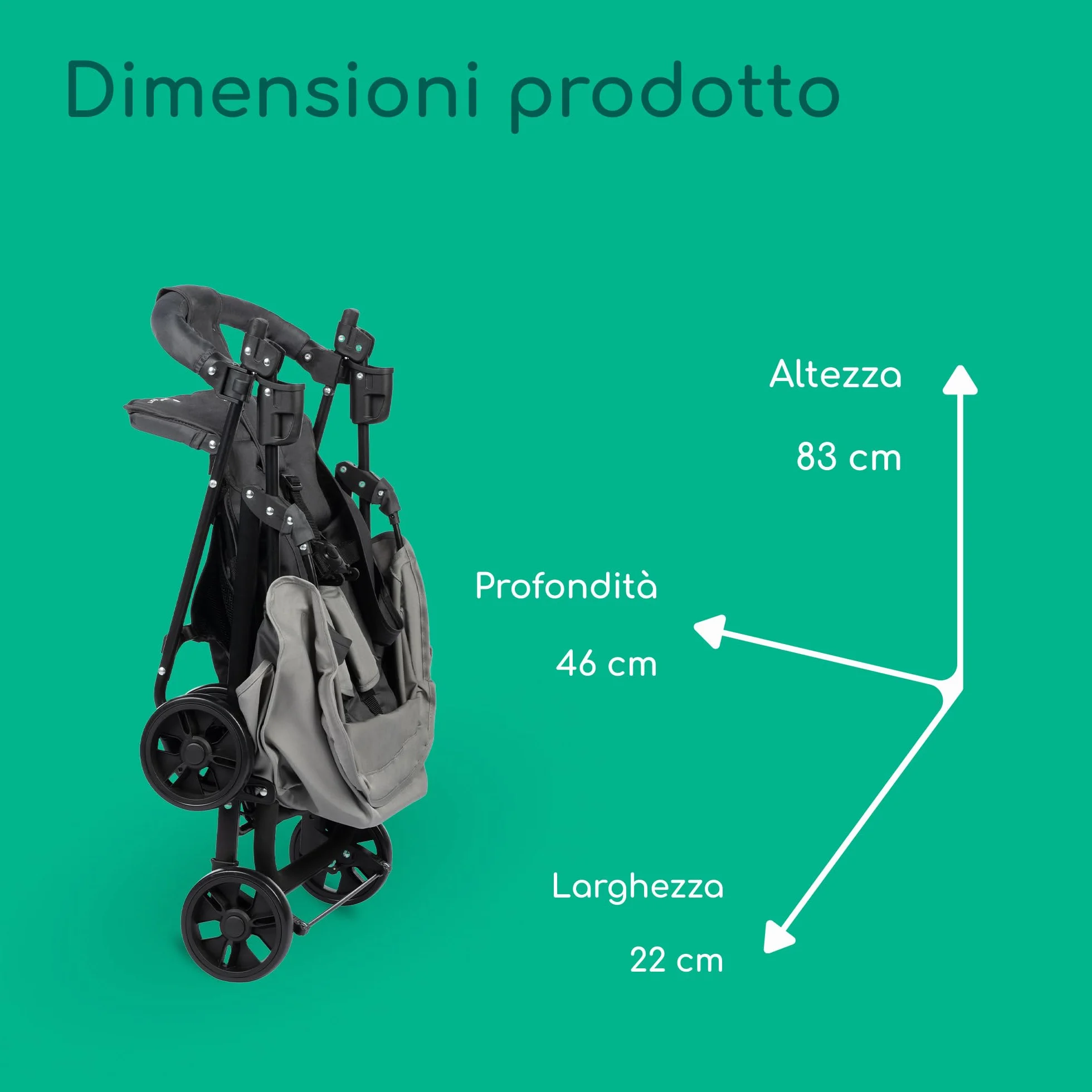 Bebeconfort Foggy, passeggino, da 0 a 3,5 anni, fino a 15 kg, passeggino portatile e leggero, con posizione sdraiata per neonati, compatto quando chiuso, corrimano articolato, Tinted Stone