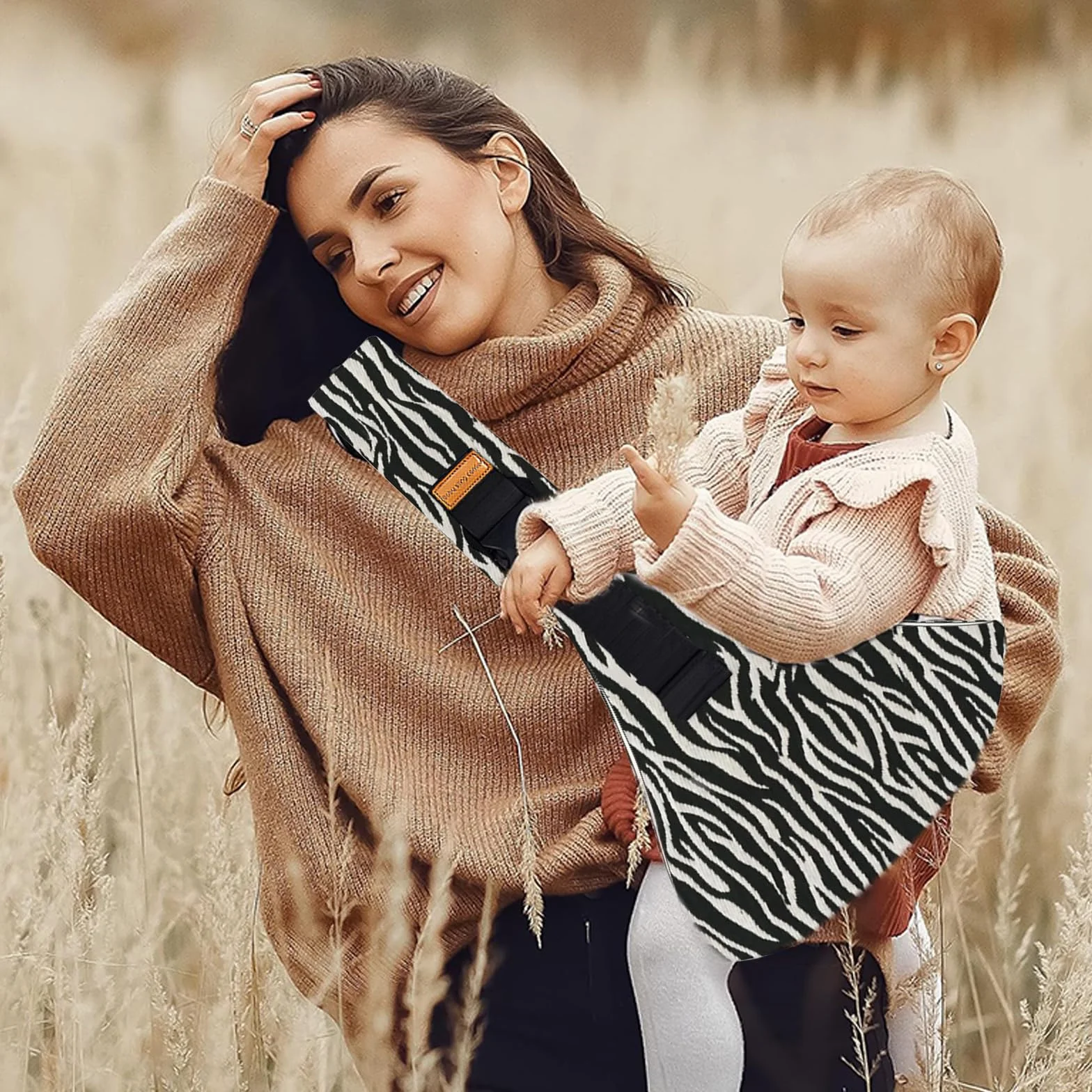 Marsupio Neonato 6-36 Mesi Regolabile Fascia Porta Bebe per Dormire Supporto Stabile Baby Carrier Leggero e Traspirante Laterale Porta Bambino Accessori per Neonati (Strisce Zebra)