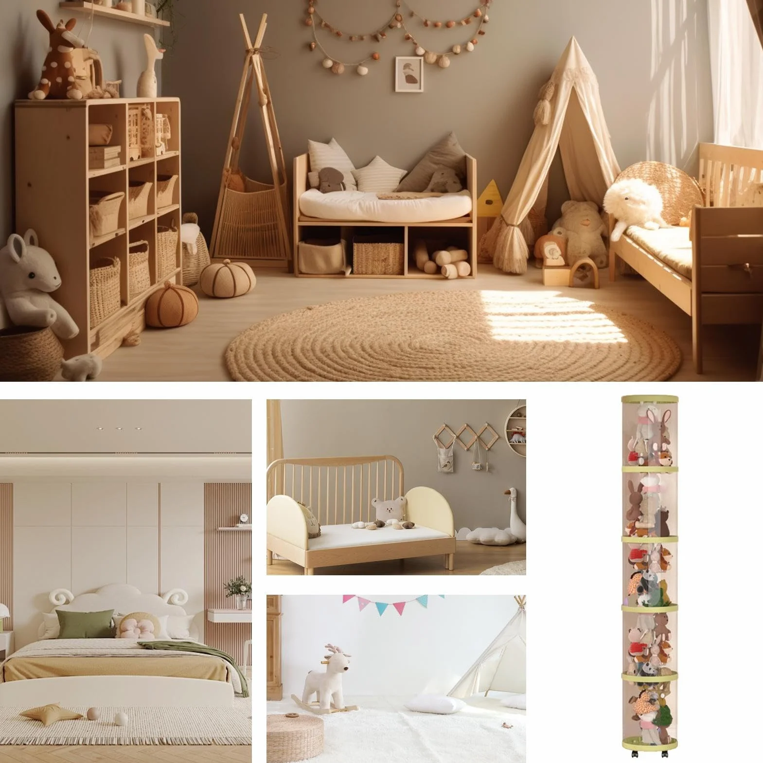 Contenitore a tubo per animali di peluche, trasparente, con design a cestino, supporto estetico per asilo nido, armadio, camera da letto, sala giochi o organizzazione domestica, espositore per
