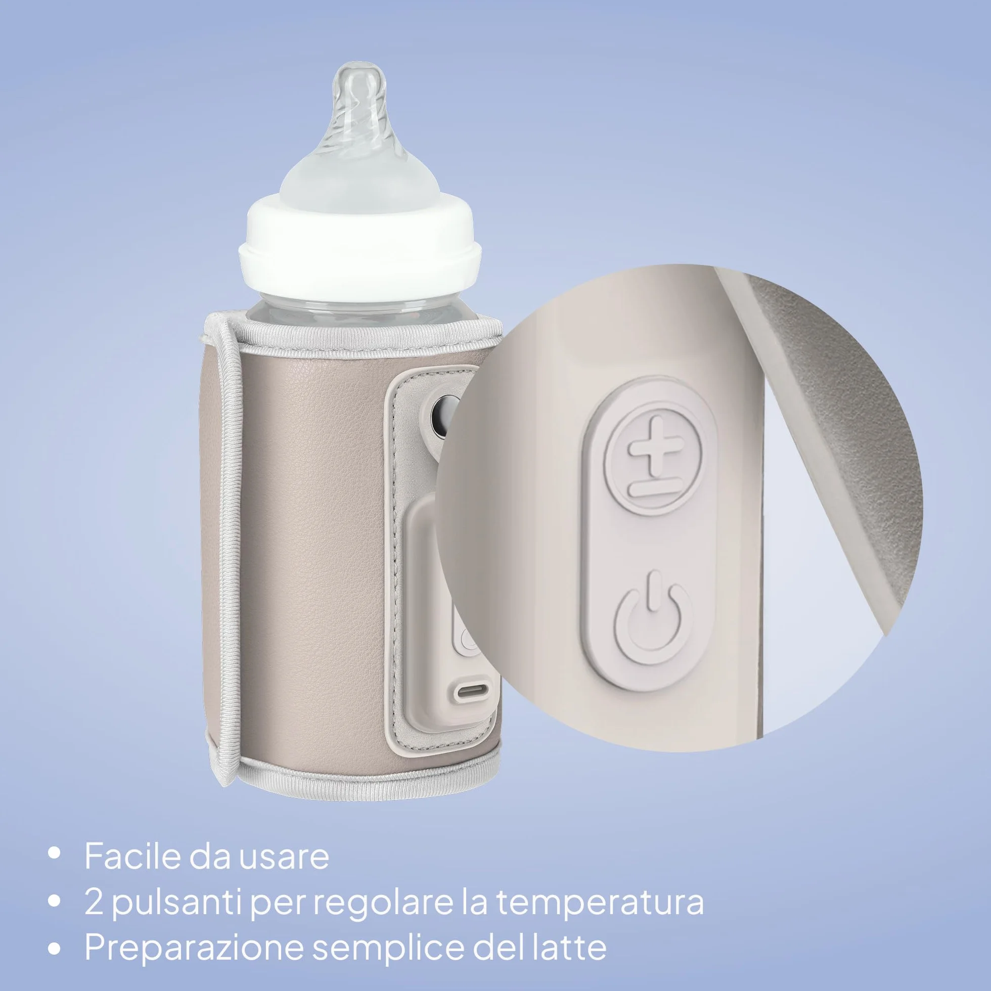 LIONELO Thermup Go Scaldabiberon portatile per mantenere la temperatura, Alimentato tramite il cavo USB Mantenere temperatura di latte e pappe neonato, Scaldabiberon auto, Senza BPA Piccolo e leggero