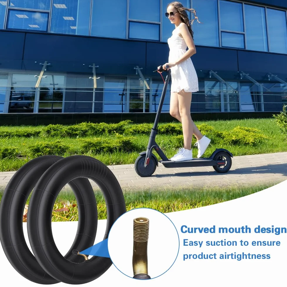 Camera d'aria 10 pollici, 2 pezzi 10 x 2/2.125 pneumatici interni per scooter elettrico con valvola a 45° et 2 leve Pneumatici ad aria rinforzati per pneumatici di carriole