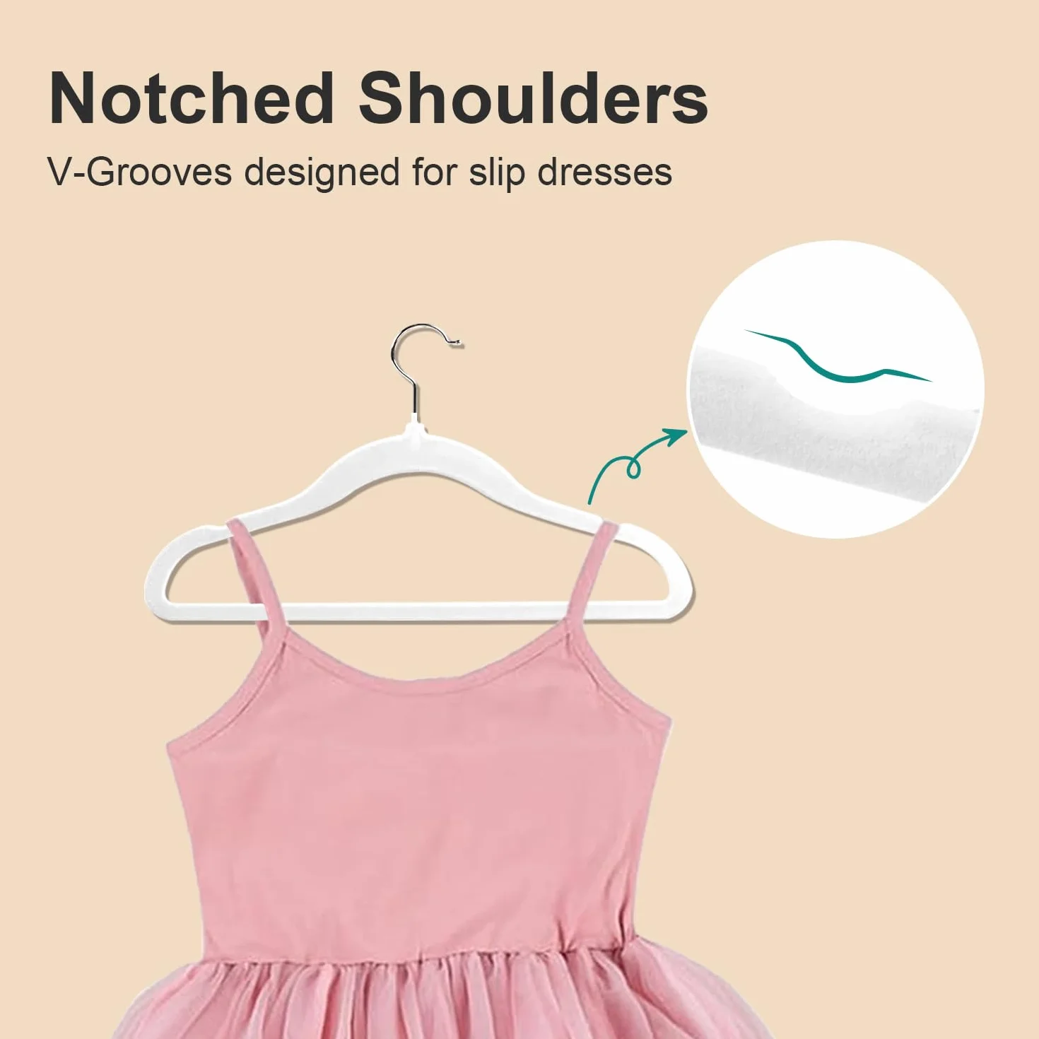 Grucce in velluto per bambini, 35,5 cm, antiscivolo, per camicie, pantaloni, gonne, abiti, giacche, cappotti, confezione da 32 pezzi, bianco