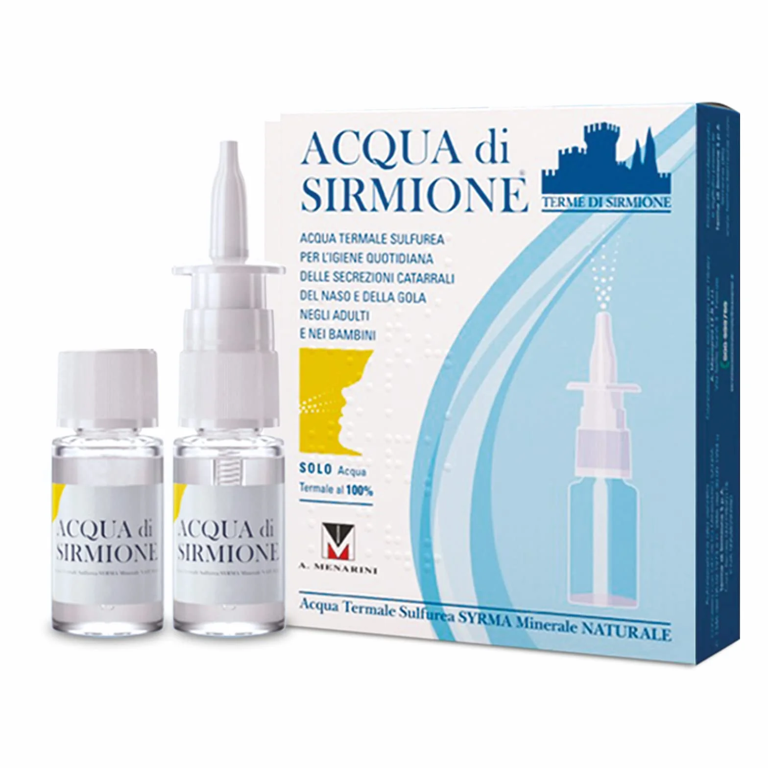 Acqua di Sirmione | Ideale per naso chiuso 6 Flaconcini da 15 ml. Può Essere Utilizzata Con Spray Nasale o In Aerosolterapia. Adatto Per Adulti e Bambini
