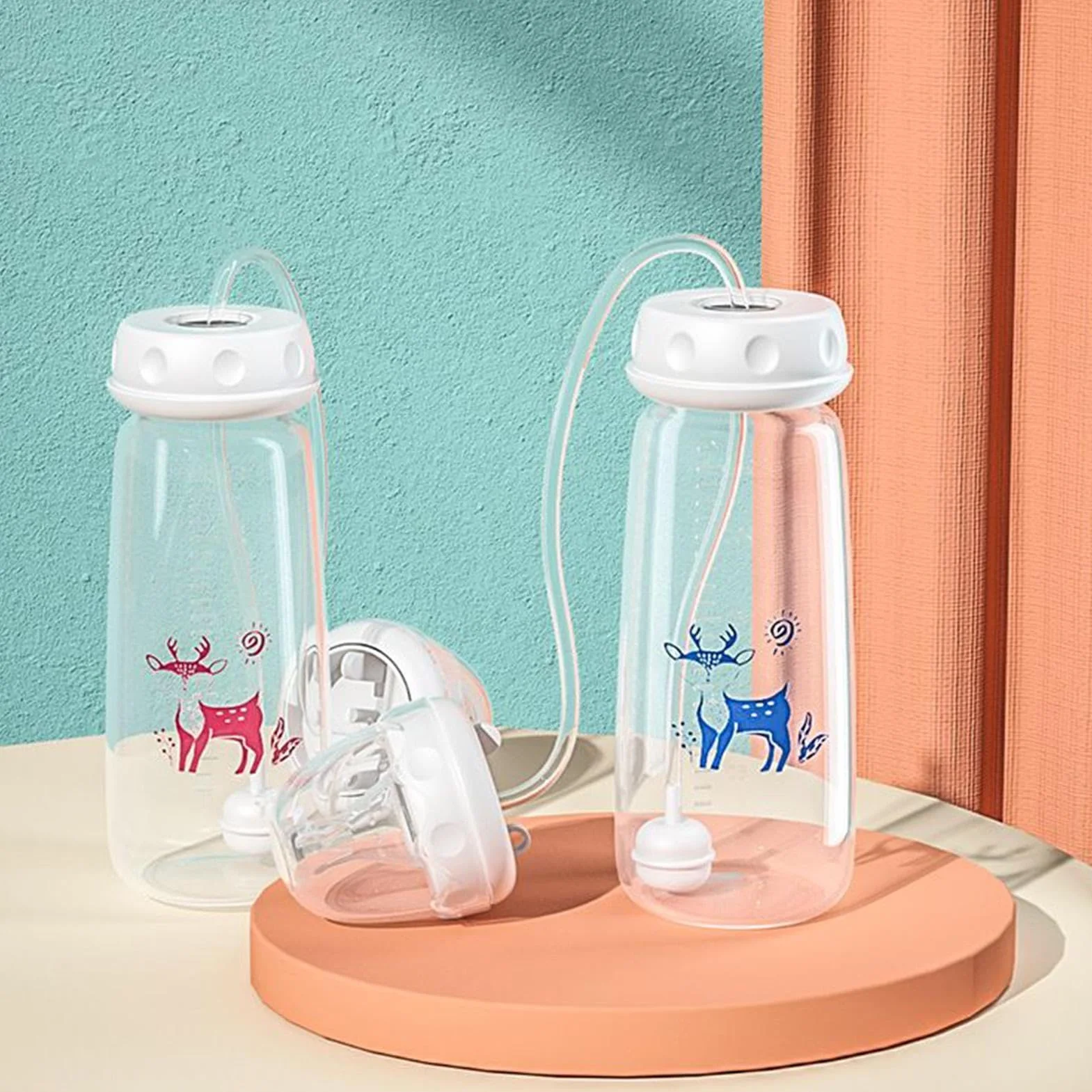 Biberon anti-colica a mani libere | 2PC Biberons in silicone 300ml | Biberon regolabile a flusso rapido con cannuccia e tettarella | Biberons 3 in 1 a collo largo e a prova perdite per bambini