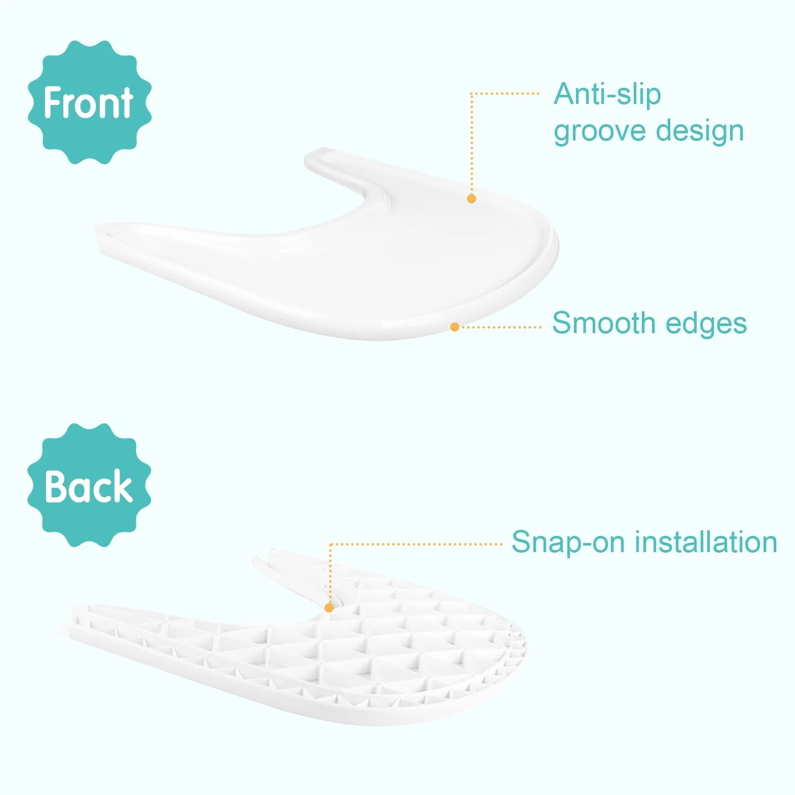 Vassoio compatibile con Stokke Tripp Trapp, tray accessori per seggiolone, per il bambino 6-36 mesi, facile da assemblare, al 100% senza BPA, bianco