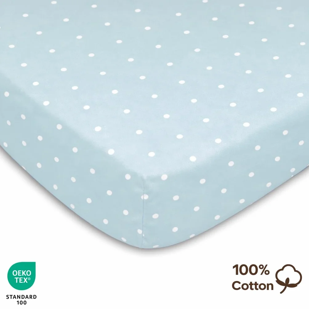 Lenzuolo con angoli, 50 x 89 cm (X2), 100% cotone, Oeko-Tex – 2 lenzuola compatibili con Babybay, morbido e traspirante (animali blu, 50 x 89 cm)