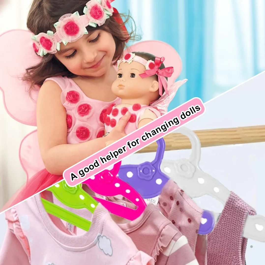 Appendiabiti per Bambole Accessori Appendini Grucce alla Moda per 11.5 Pollici 28-30 CM Bambola, 10 pezzo