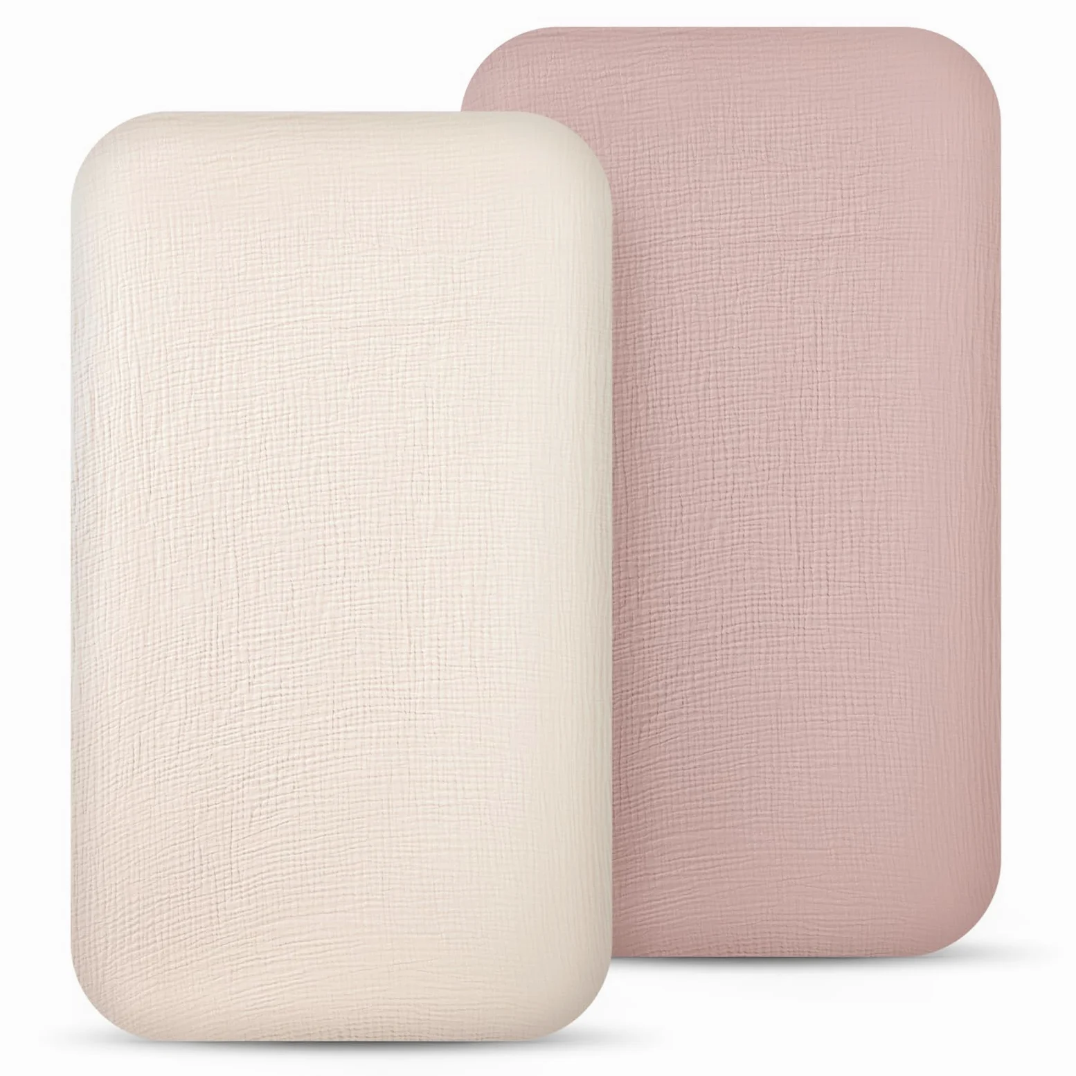 lulumoon Lenzuola in mussola per lettino: morbide lenzuola con angoli per culla per bambini e bambine (sabbia e crema)