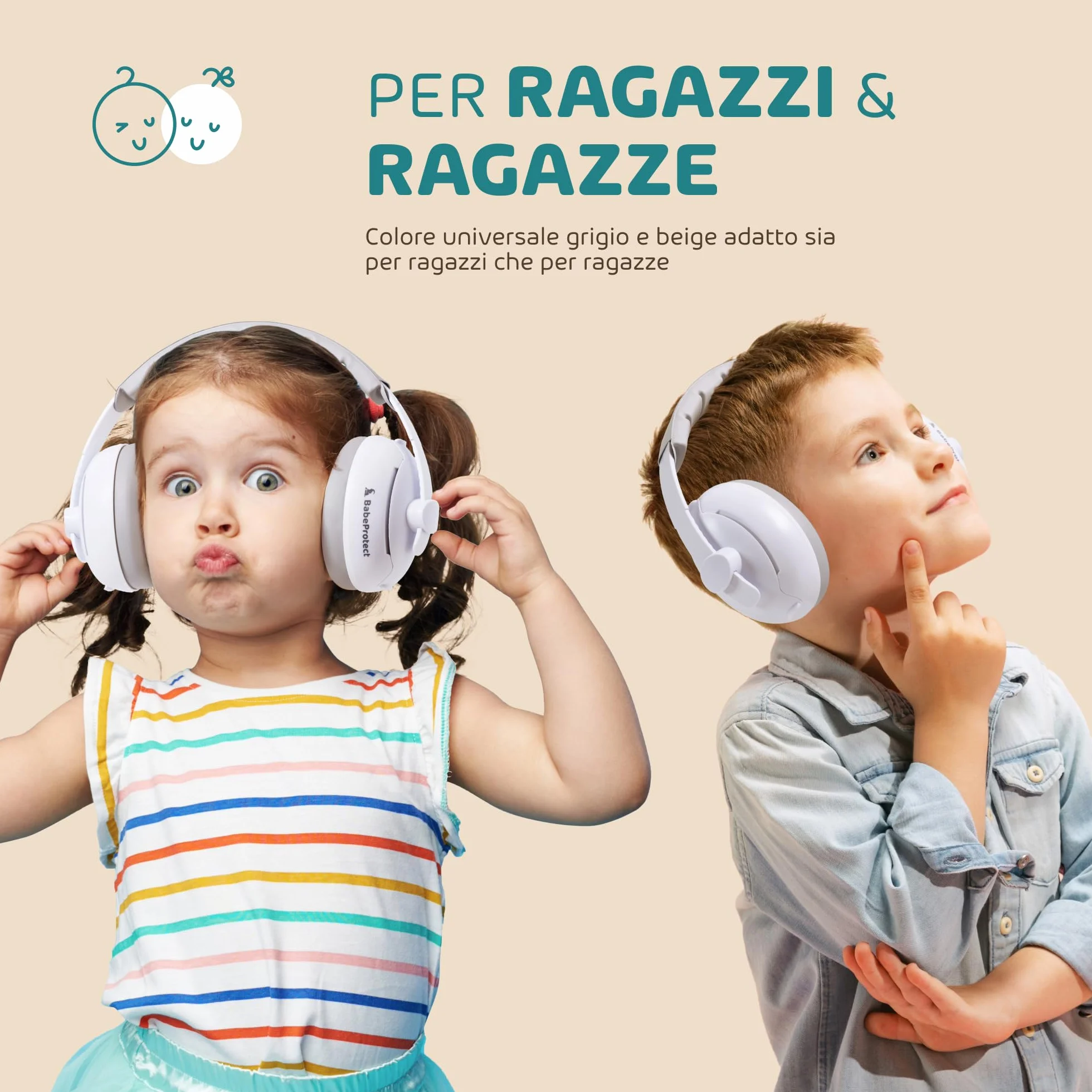 2 in 1 Cuffie neonato antirumore - Protezione Uditiva Efficace Fino a 4 Anni, Certificata CE - Comfort Superiore Ideale per il Sonno, Viaggi - Aereo, Feste