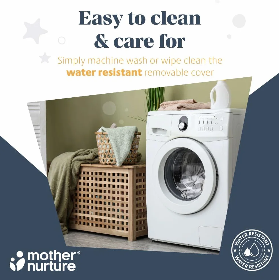 Mother Nurture Materasso classico per lettino in fibra ecologica, reversibile, resistente all'acqua, solido e di supporto, ipoallergenico, facile da pulire, bianco, testato BSI, dimensioni 120 x 60 x