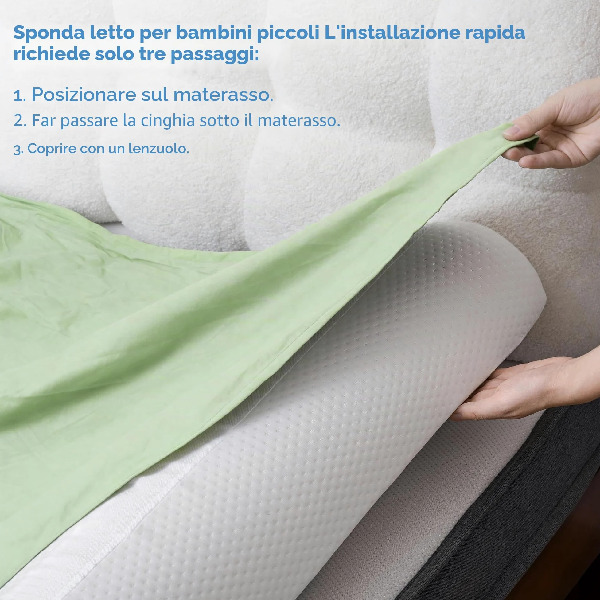 YIHATA Paracolpi Lettino, Portatile Sponda Letto Bambini, Paracolpi Di Sicurezza Per Anziani Con Rivestimento Resistente All'Acqua, Antiscivolo E Lavabile in Lavatrice,Adatto A Tutti I Letti - 2 Pezzi
