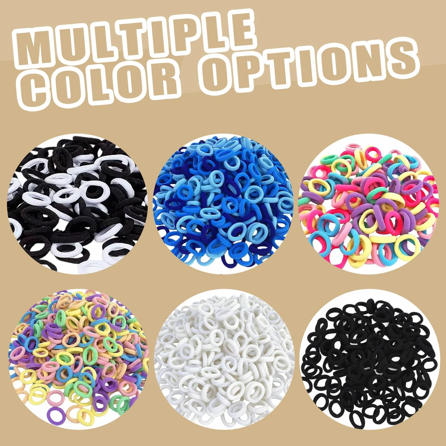 300 Pezzi Elastici per Capelli Bambini, Piccoli Elastici per Code 20mm, Legacci per Capelli Neonati e Ragazze (Bianco)