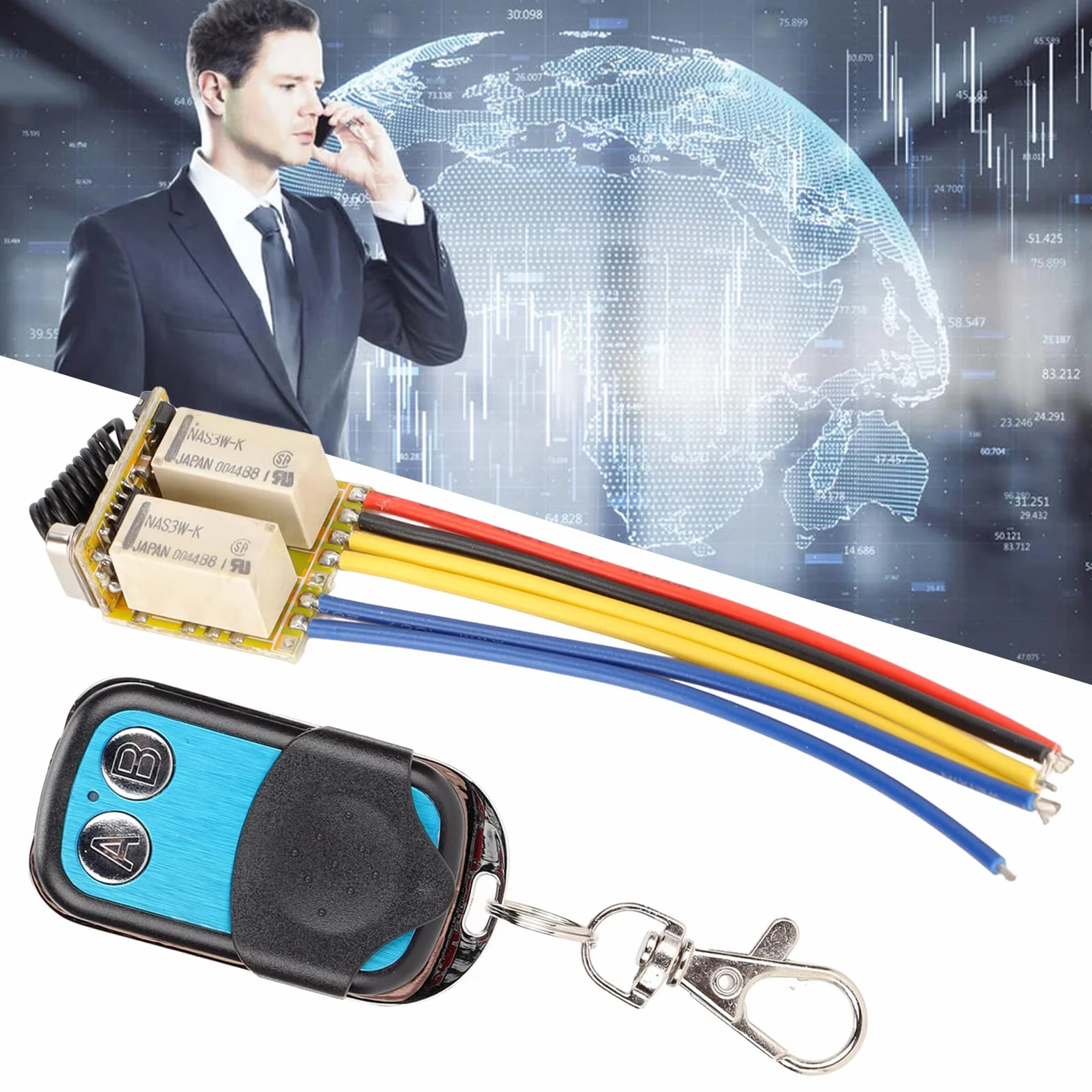 Interruttore Telecomando a Relè DC3.7-2V, Interruttore Wireless Universale a 433Mhz a 2CH, con Pulsante di Apprendimento per Il Sistema di Moduli a Scatto