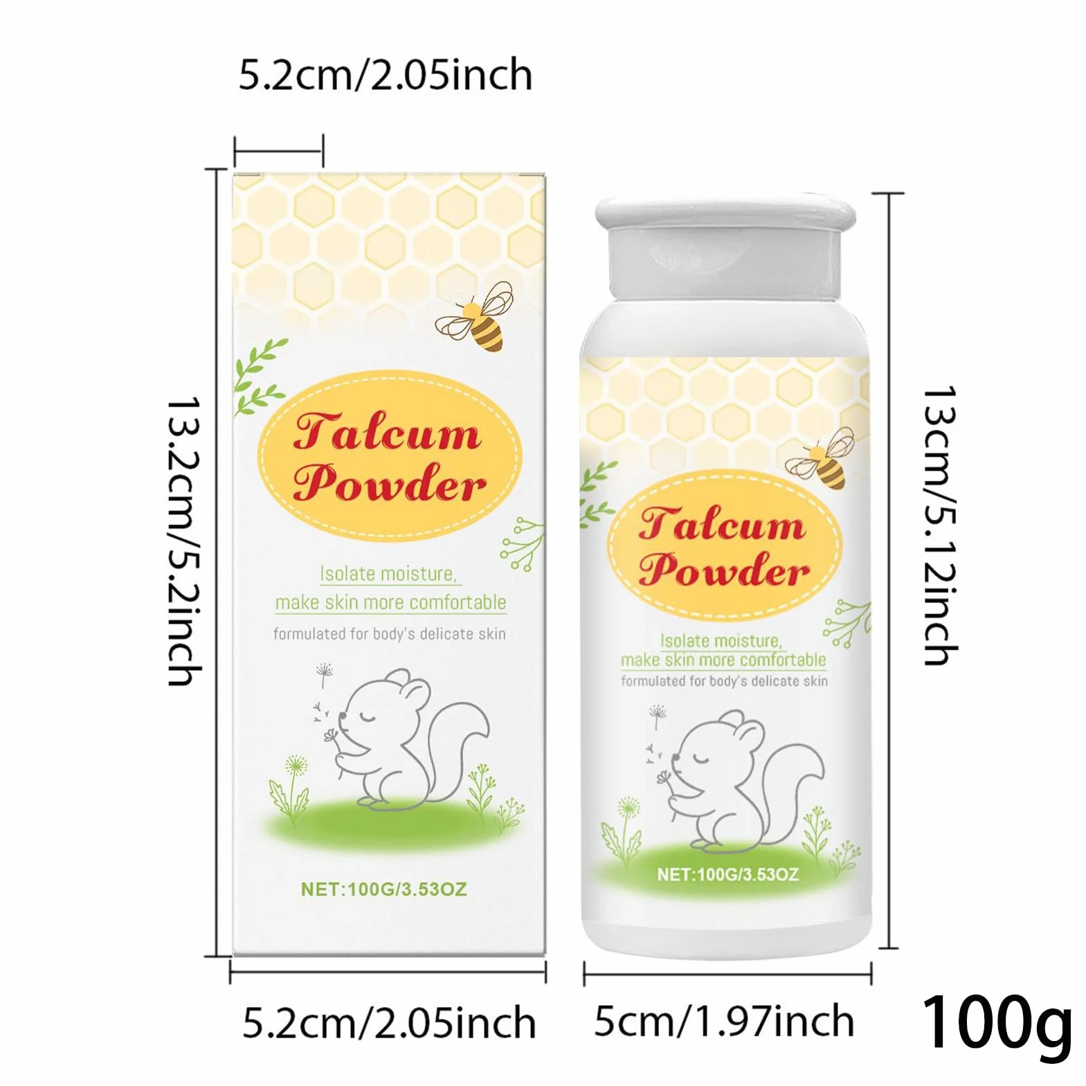 Baby Powder, talco naturale per bambini, 100 g di talco clinicamente testato, formula delicata di amido di mais, sollievo lenitivo dopo la doccia, formulato per essere delicato sulla