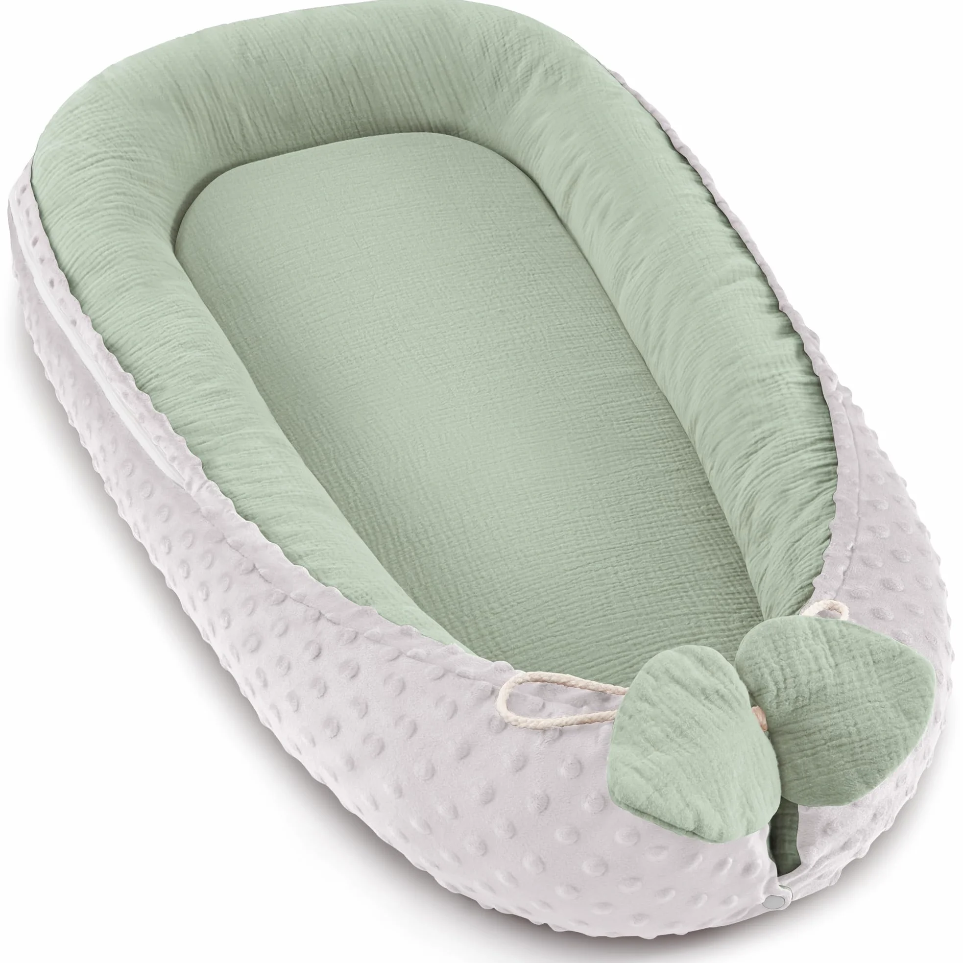 Bearmoss Paracolpi per neonati, multifunzionale, per lettino, versatile, portatile, double face, 90 x 55 cm (verde)