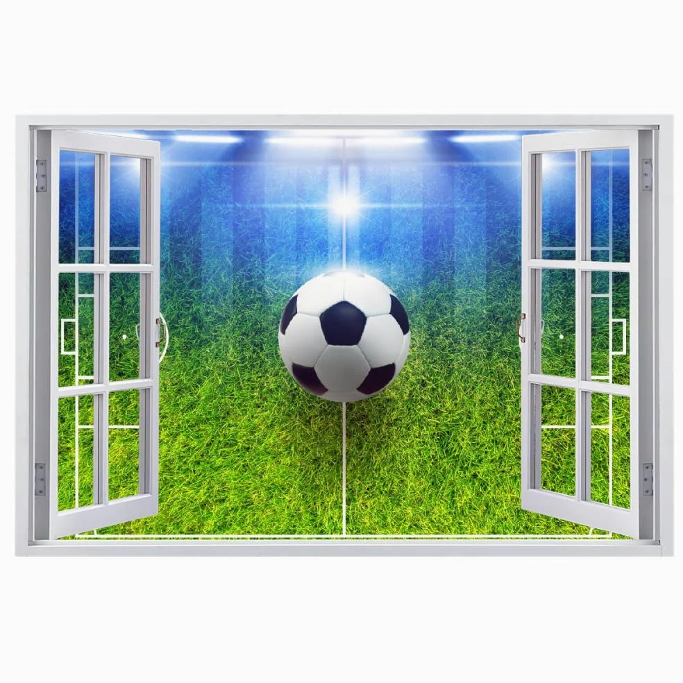 Decalcomanie Da Muro 3D Smashed Art Decor Calcio Tatuaggi Da Parete Wall Stickers Campo Da Calcio Per Ragazze Bambini Adesivo Murale Regalo Per La Casa 120x80cm