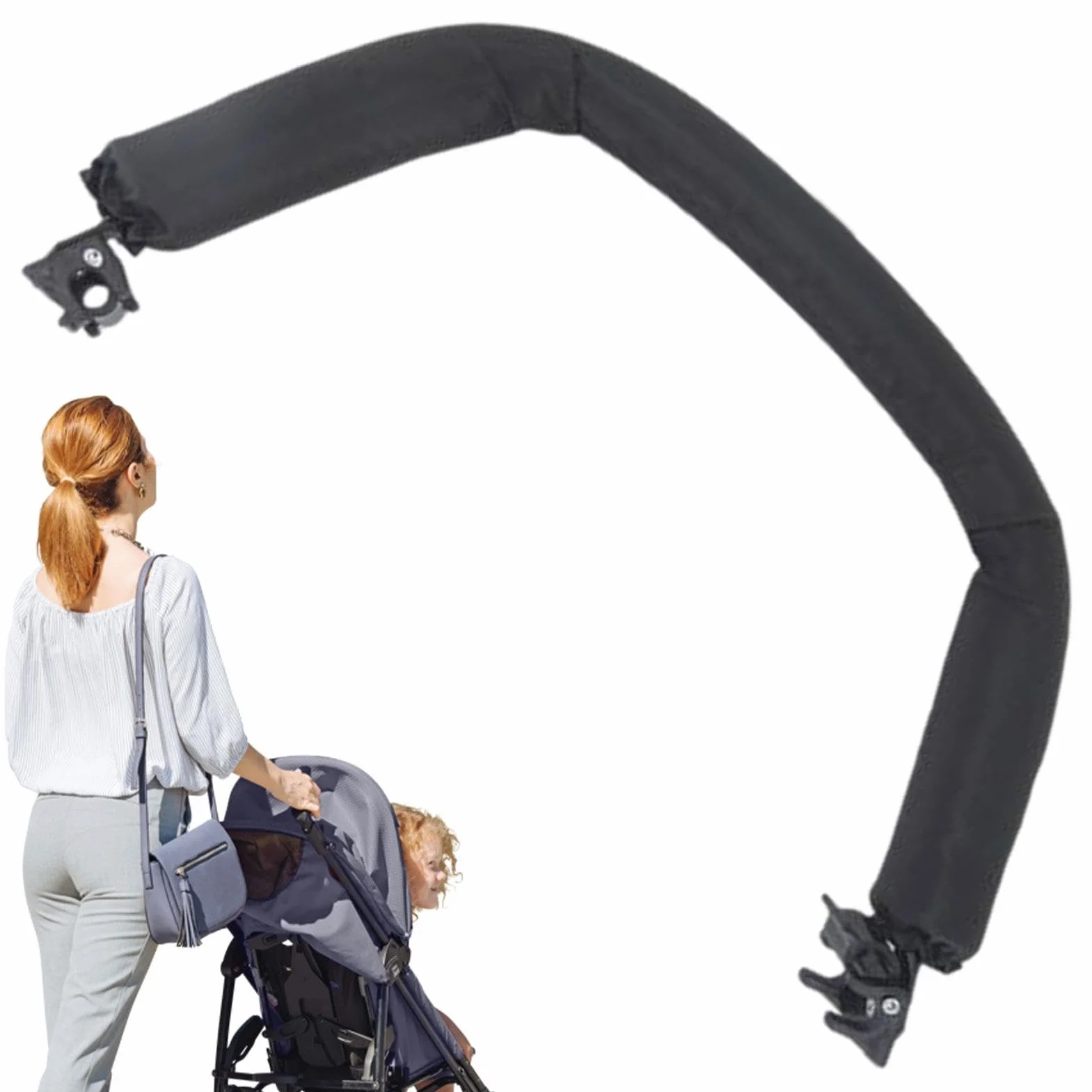 Barra Paraurti per Passeggino | Organizer per Passeggino in Metallo con Portabicchieri | Manubrio Bracciolo per Passeggino Regolabile | Vassoio per Carrello per Bambini per Contenere Snack