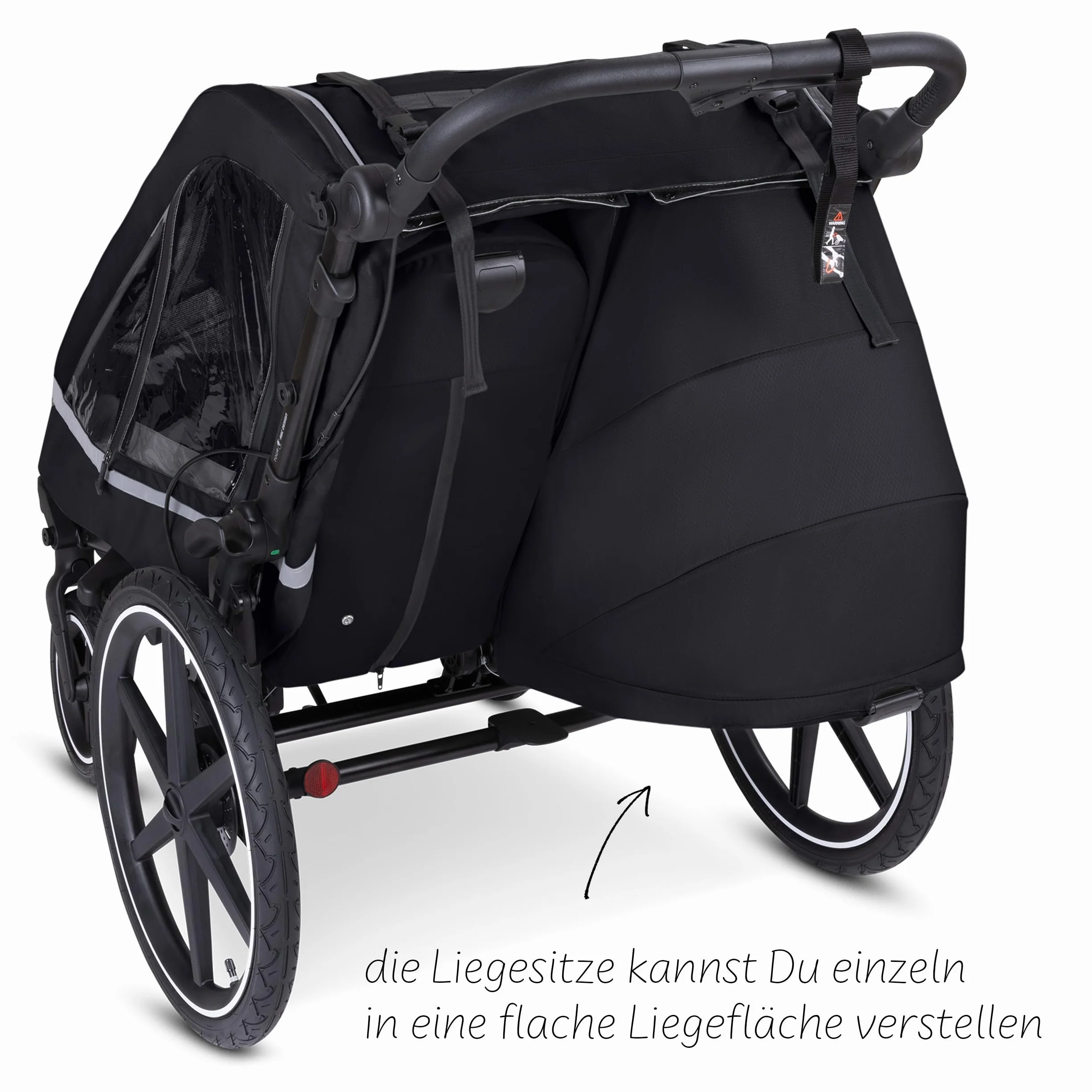 ABC Design Rimorchio per bicicletta 3 in 1 Tour con 2 sedili confortevoli e ruote pneumatiche – Ink