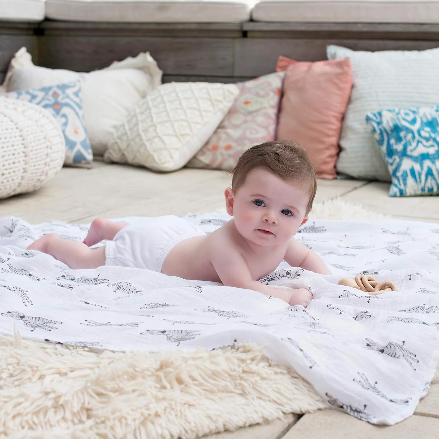 aden + anais Safari Swaddle Coperta – Confezione da 4 | Grande 100% mussola traspirante – Set per neonati e ragazzi | Zebra, Tigre & Elefant Animal Design | Dormire neonati e bambini